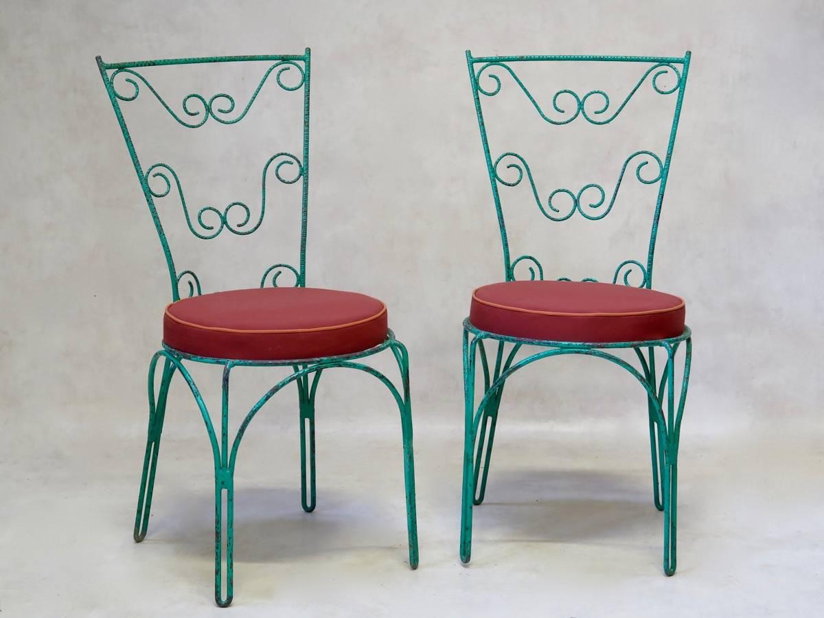 Stone French 1950s Iron Fretwork Patio Set For Sale