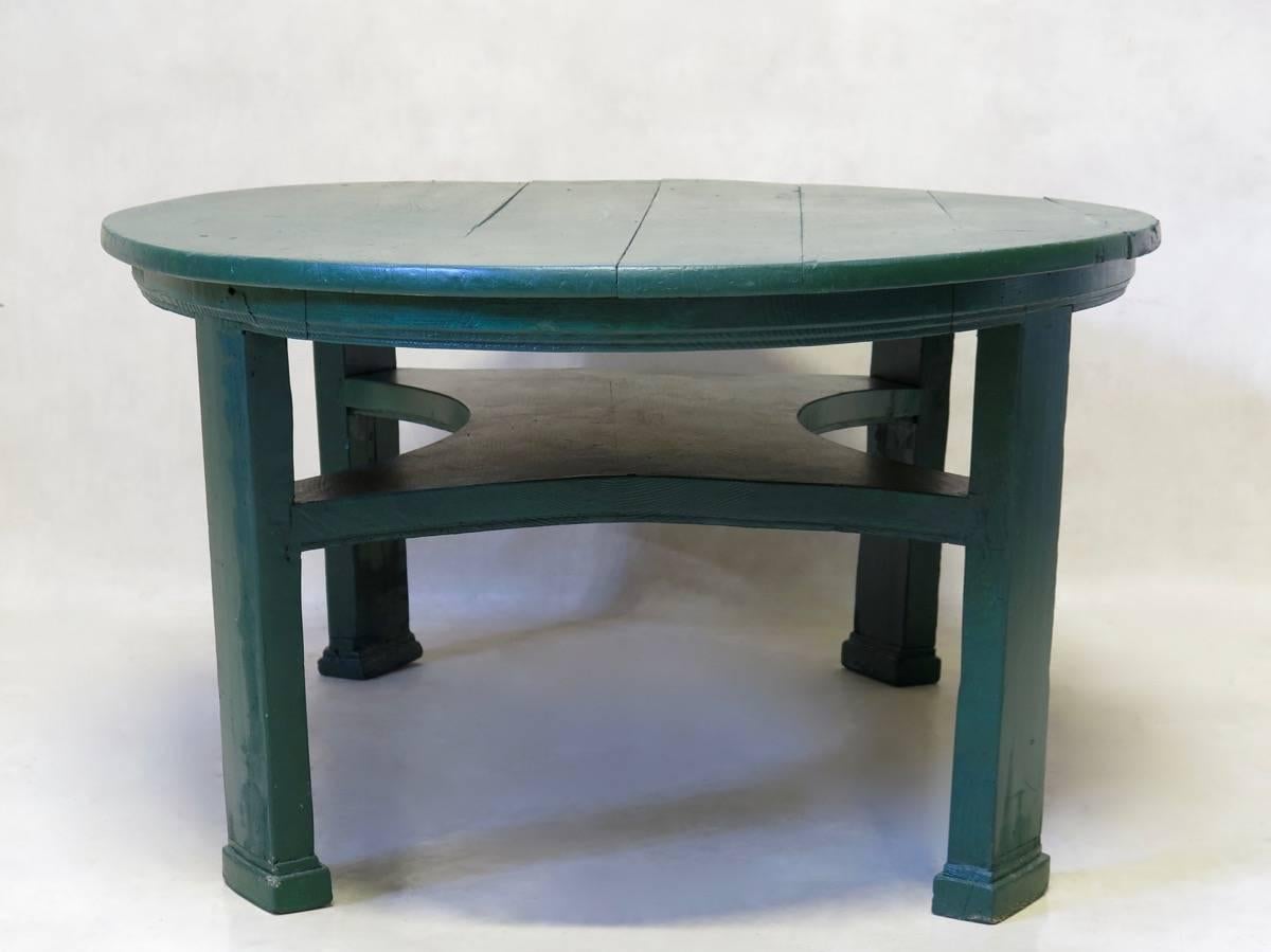Rustic Large Oval Painted Pinewood Coffee Table
