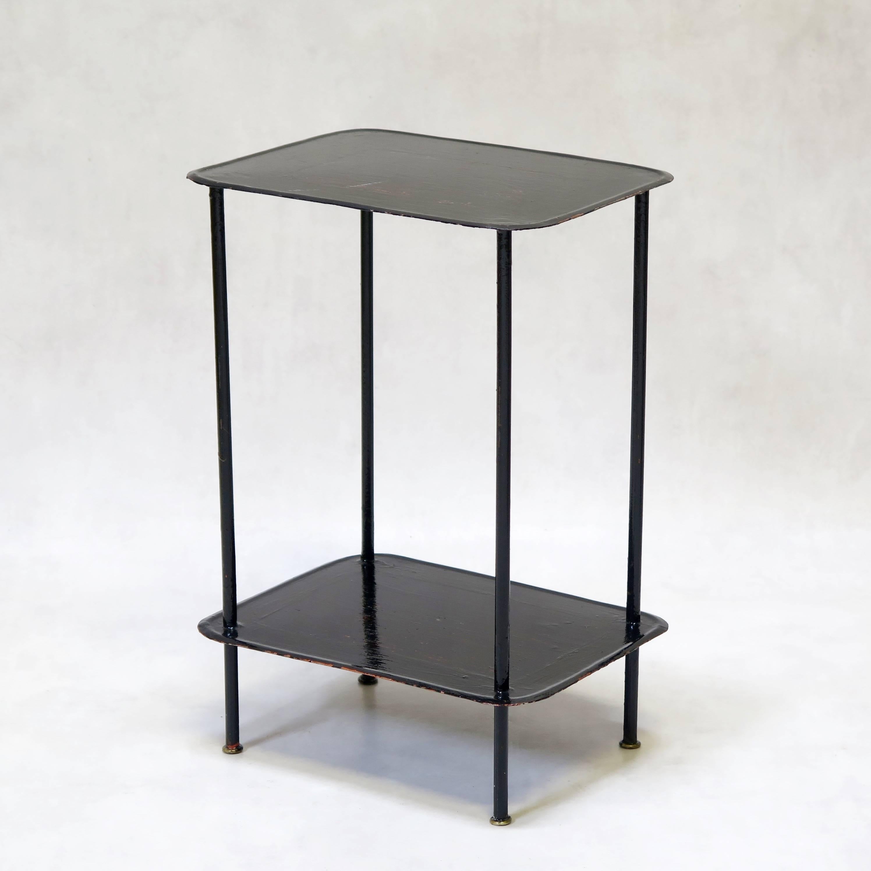 Four Black Painted Metal Tray Tables in the 1940s Style, France, circa 1960s For Sale 1