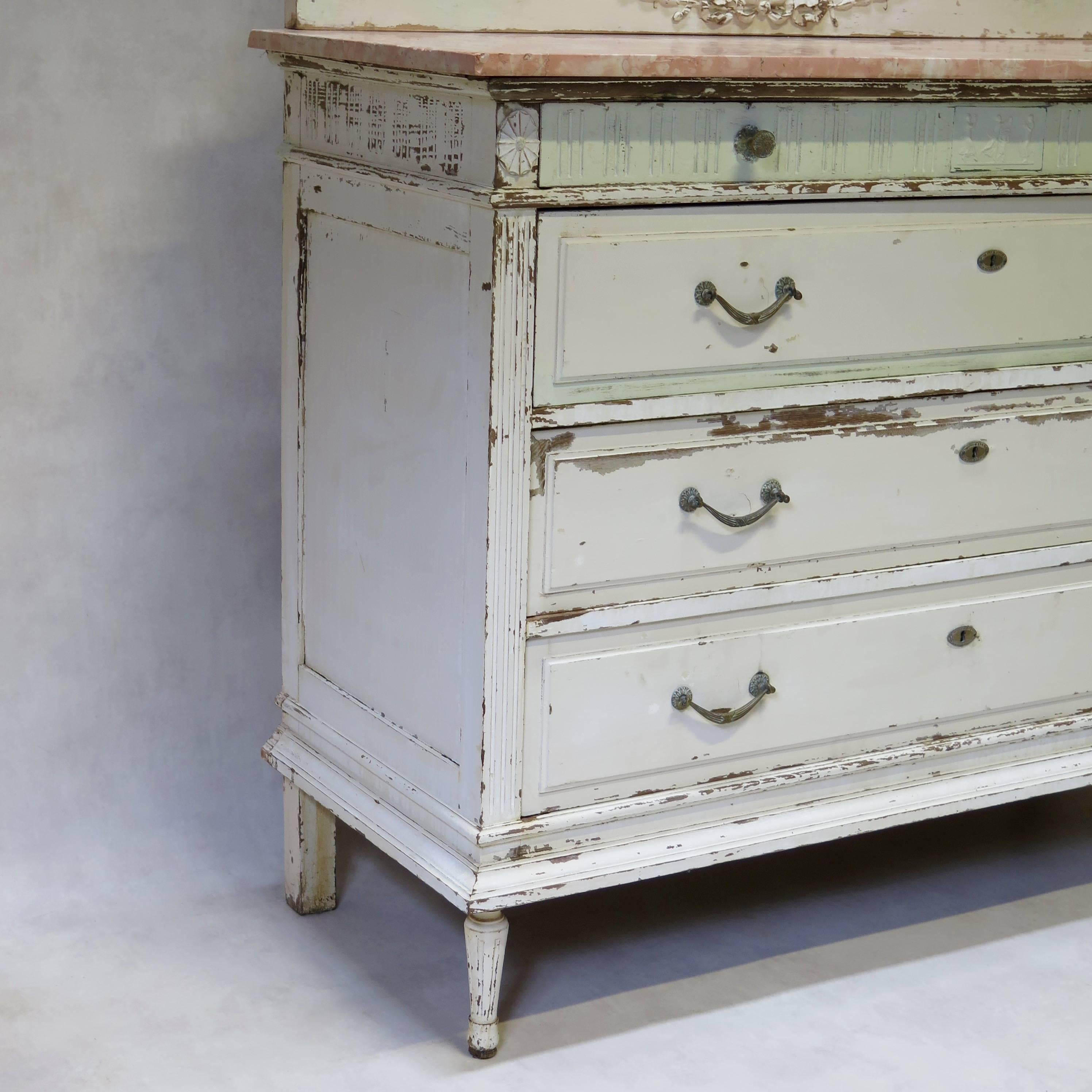 Louis XVI Style Chest of Drawers with Mirror, France, circa 1920s 1