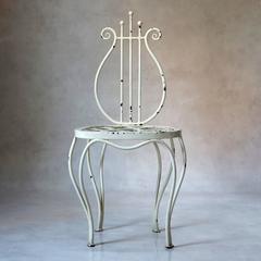 Wrought Iron Lyre-Back Garden Set, France, 1950s