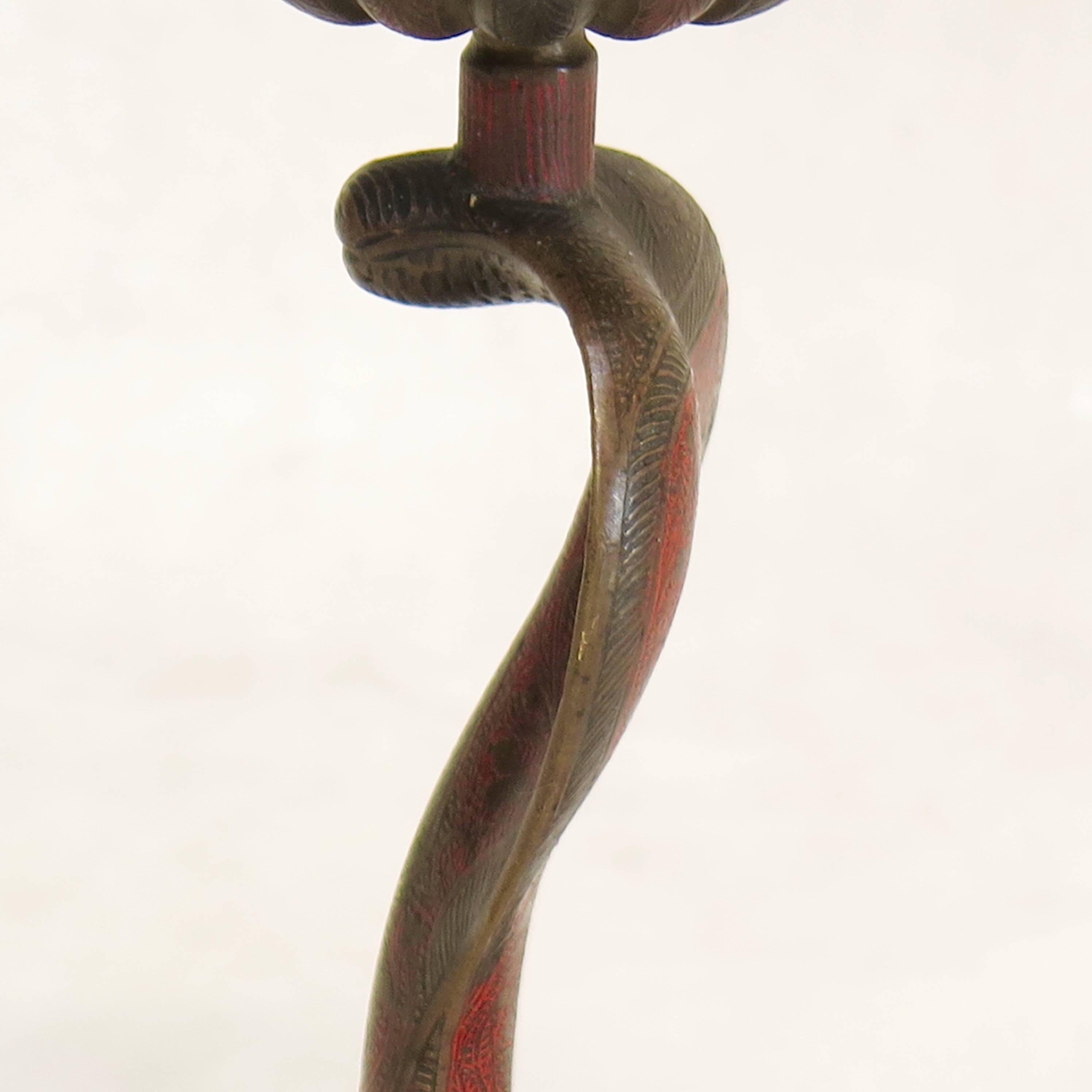 20th Century Pair of Cobra Candle Holders - France, Circa 1920s For Sale