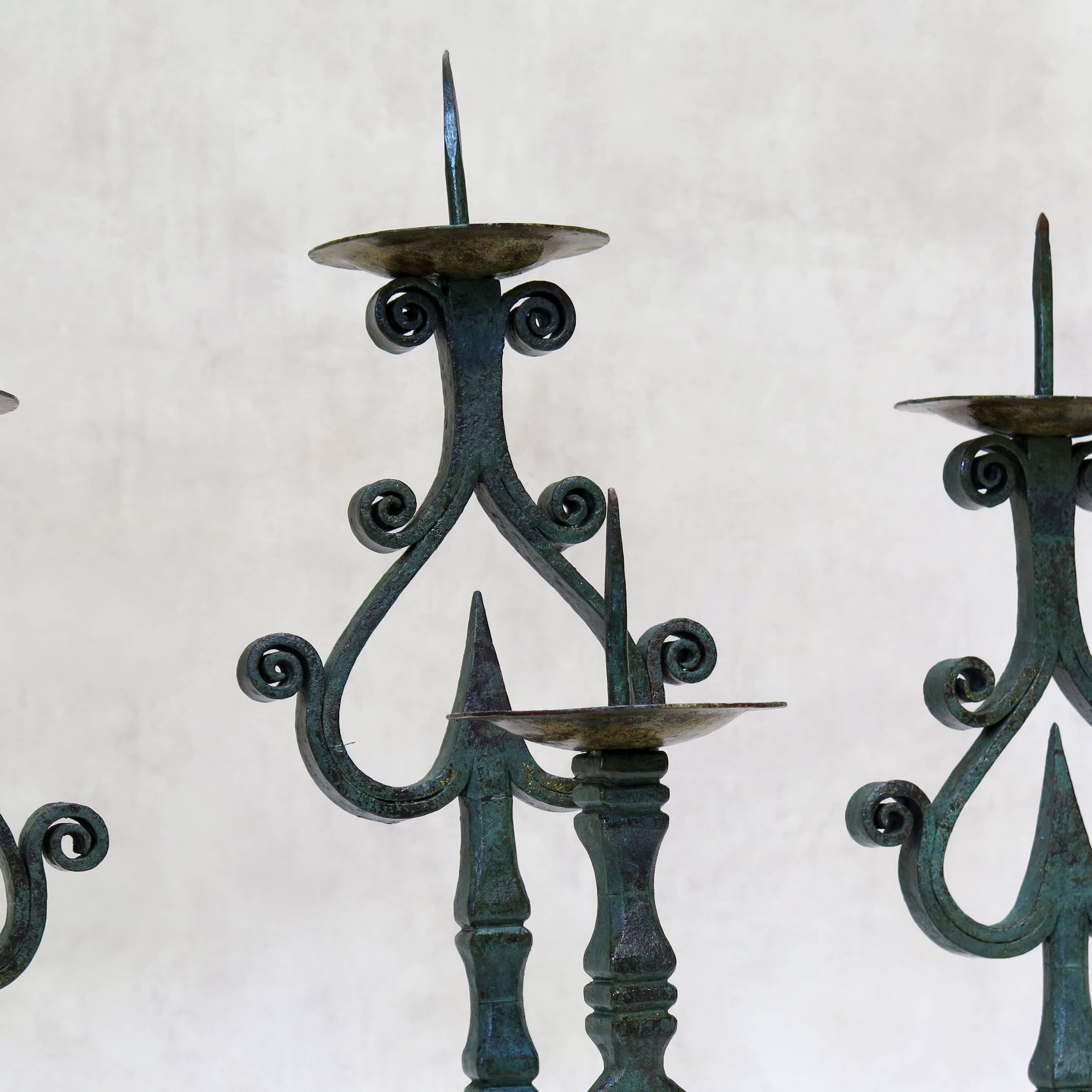 French Fabulous Pair of Large Wrought-Iron Sconces, France, Late 1800s For Sale