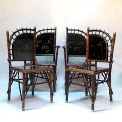Elegant Set of 8 "Japonisme" Dining Chairs - France, Circa 1890s