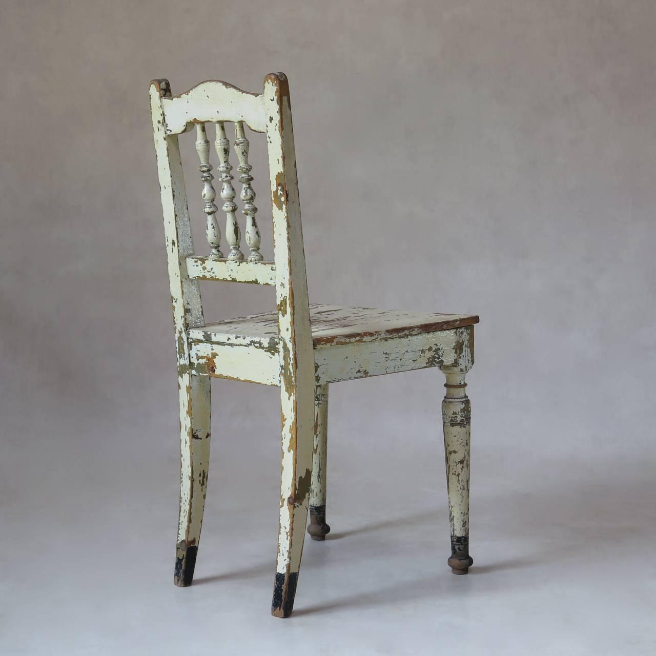 Set of Three Rustic Painted Chairs, France, Early 1900s 1