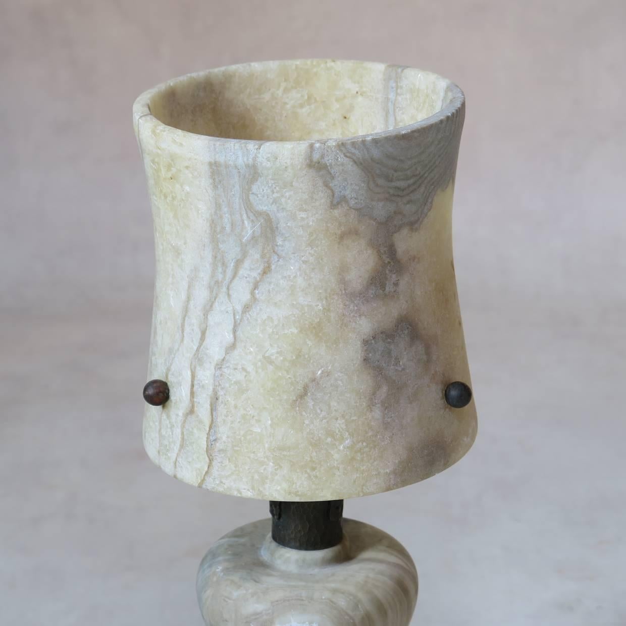 Marble Mica and Copper Table Lamp, circa 1940s For Sale