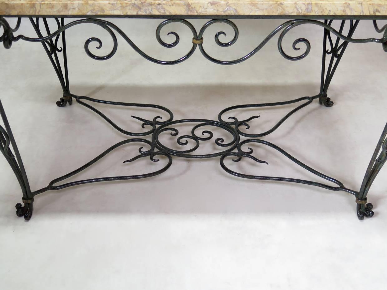 20th Century Chic French 1940s Iron and Marble Side Table (2 Available) For Sale