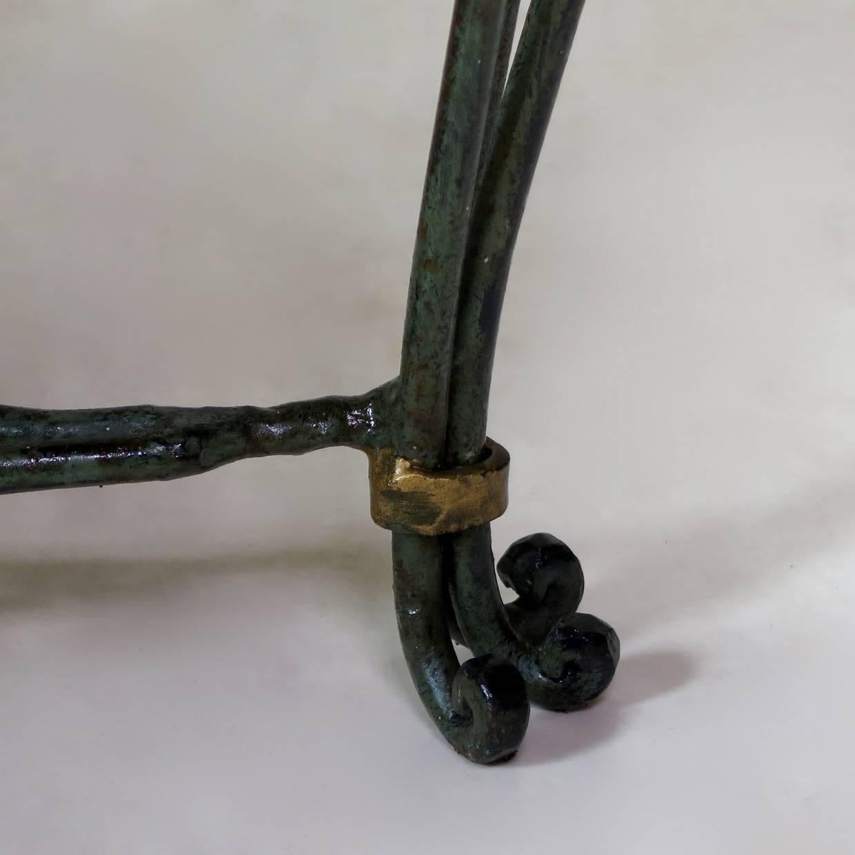 Chic French 1940s Iron and Marble Side Table (2 Available) For Sale 5