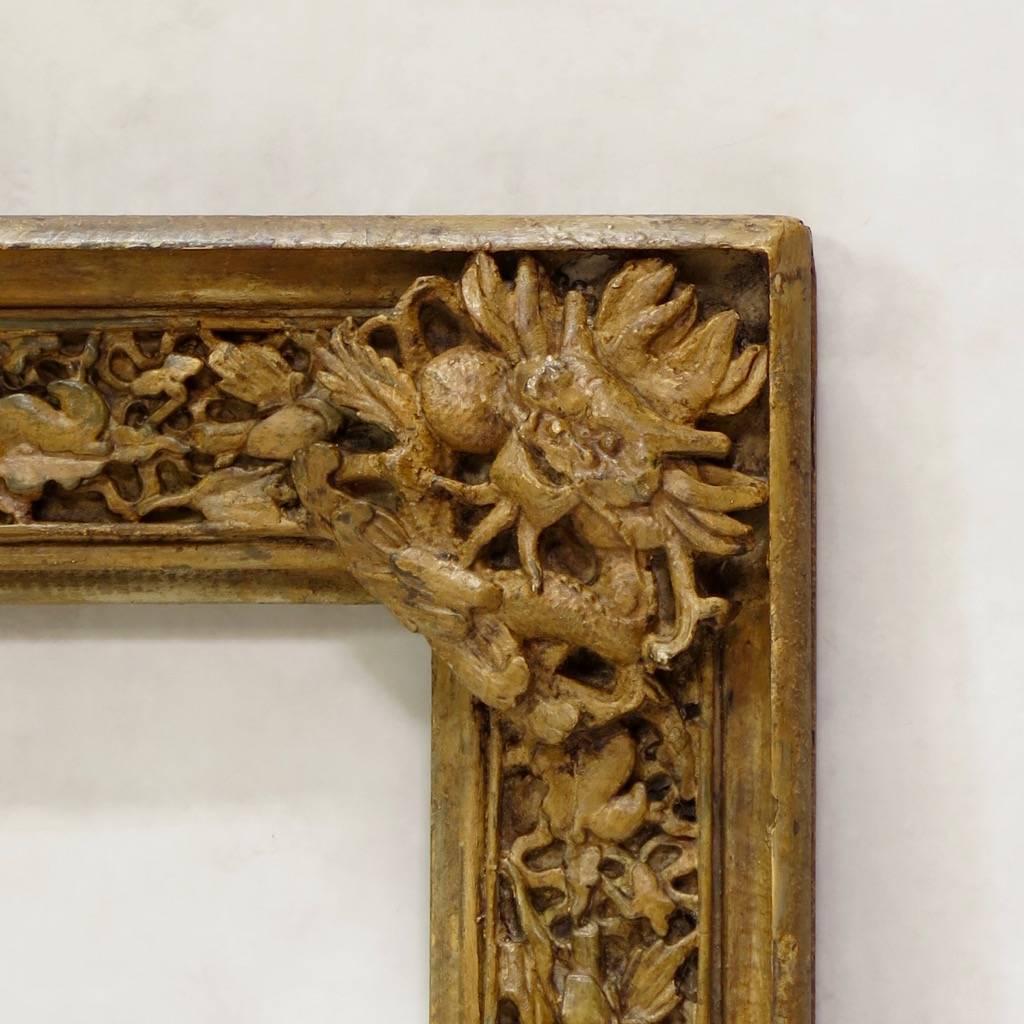 Großer aufwändig geschnitzter Rahmen im chinesischen Stil, Frankreich, 19. Jahrhundert im Zustand „Gut“ im Angebot in Isle Sur La Sorgue, Vaucluse