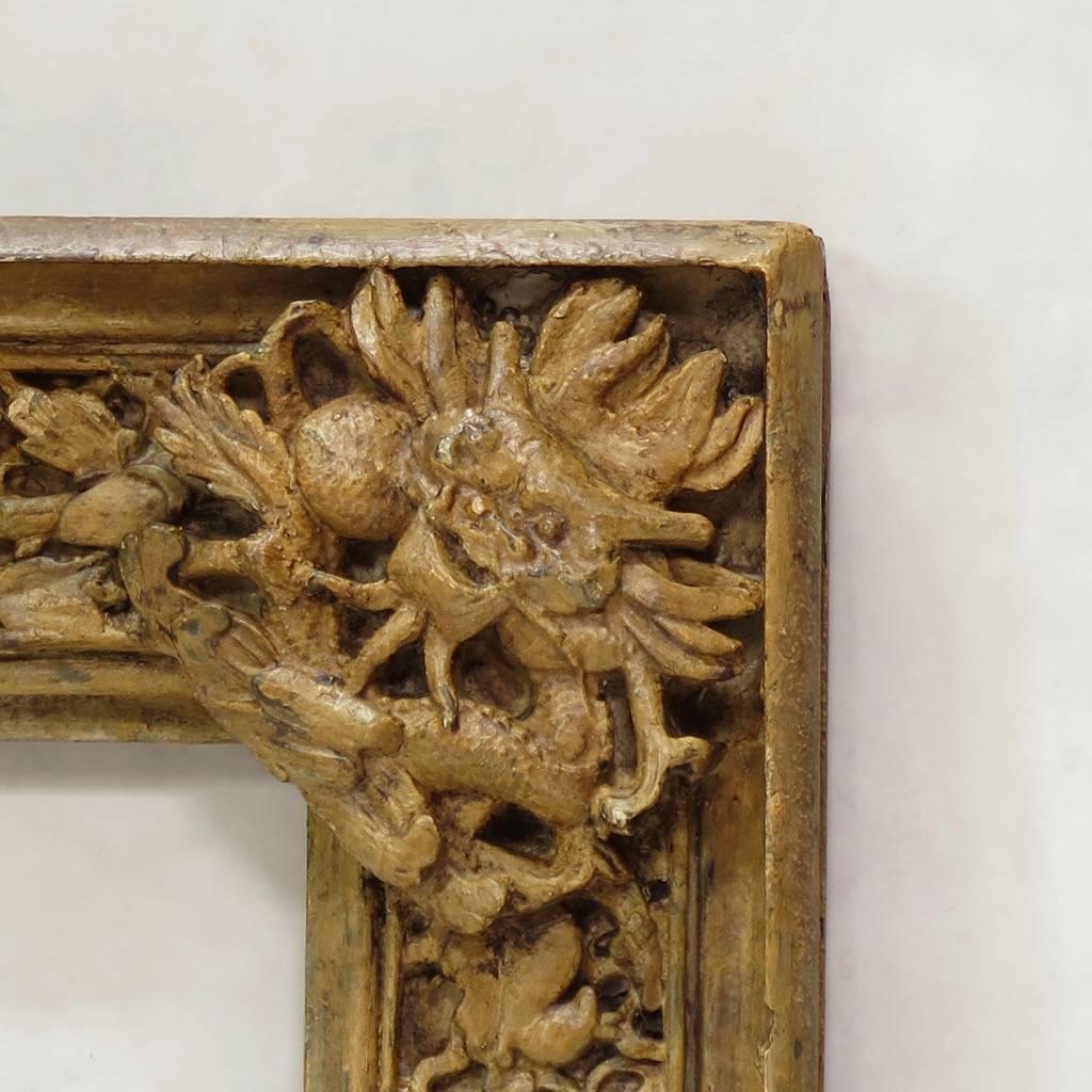 Großer aufwändig geschnitzter Rahmen im chinesischen Stil, Frankreich, 19. Jahrhundert (Holz) im Angebot