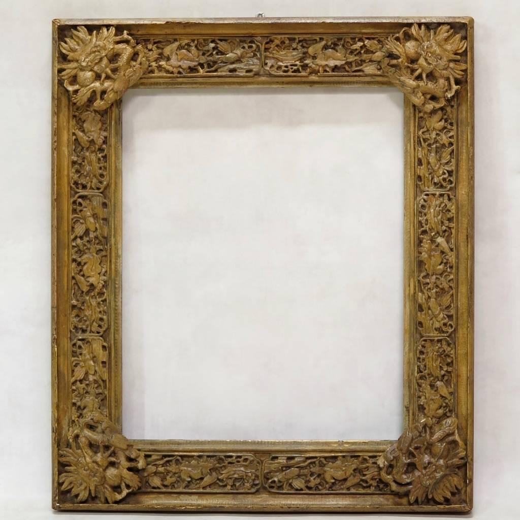 Large Elaborately Carved Chinese Style Frame, France, 19th Century For