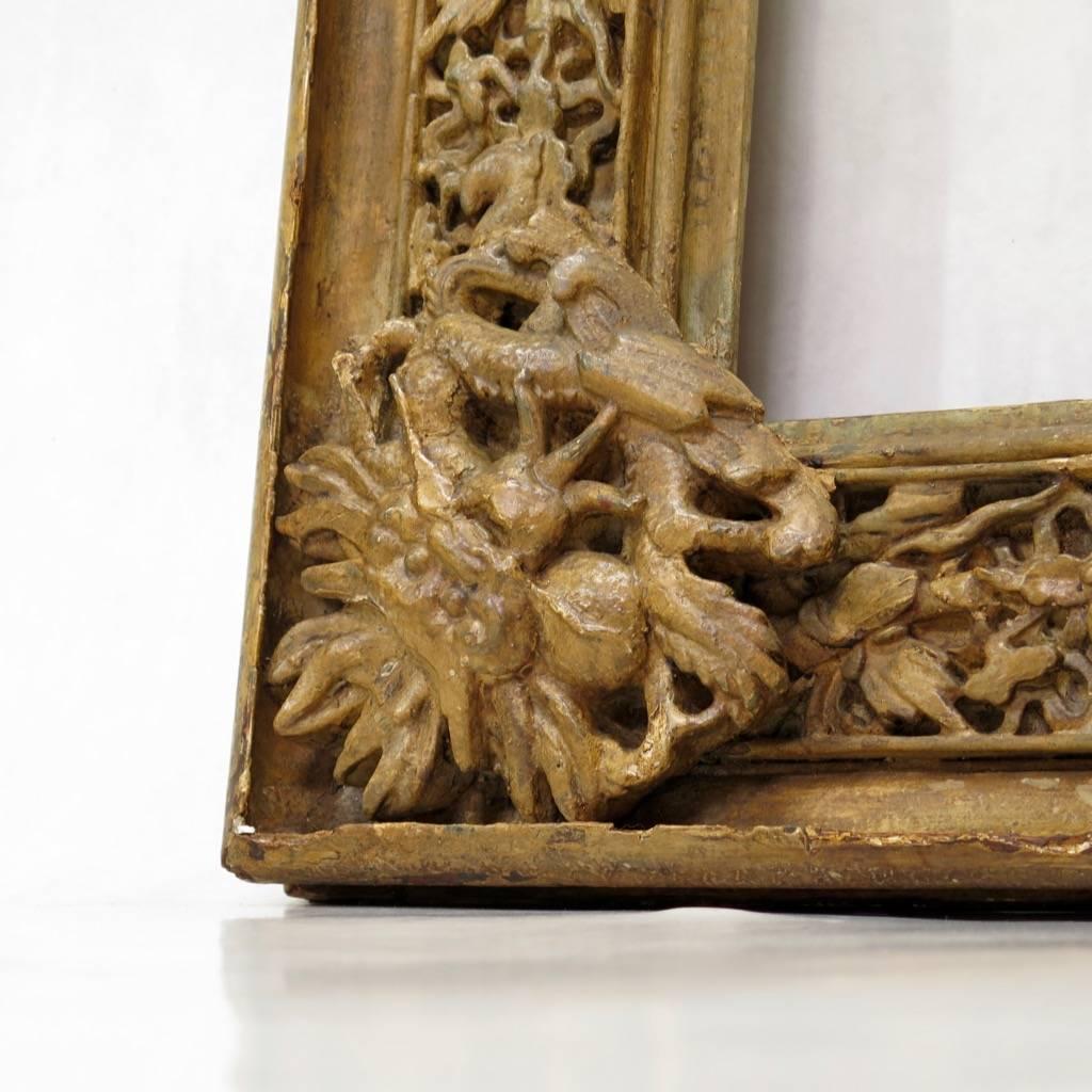 Großer aufwändig geschnitzter Rahmen im chinesischen Stil, Frankreich, 19. Jahrhundert im Angebot 1