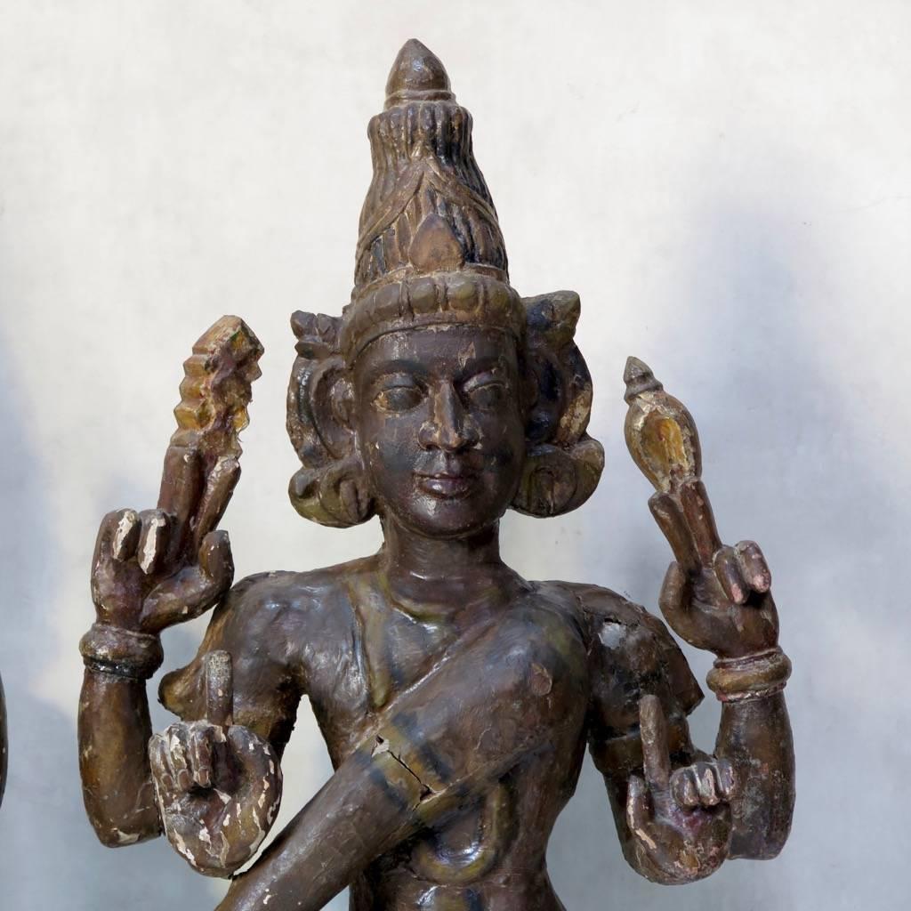 Large Polychrome Statues of Vishnu, India, 19th Century or Earlier 2