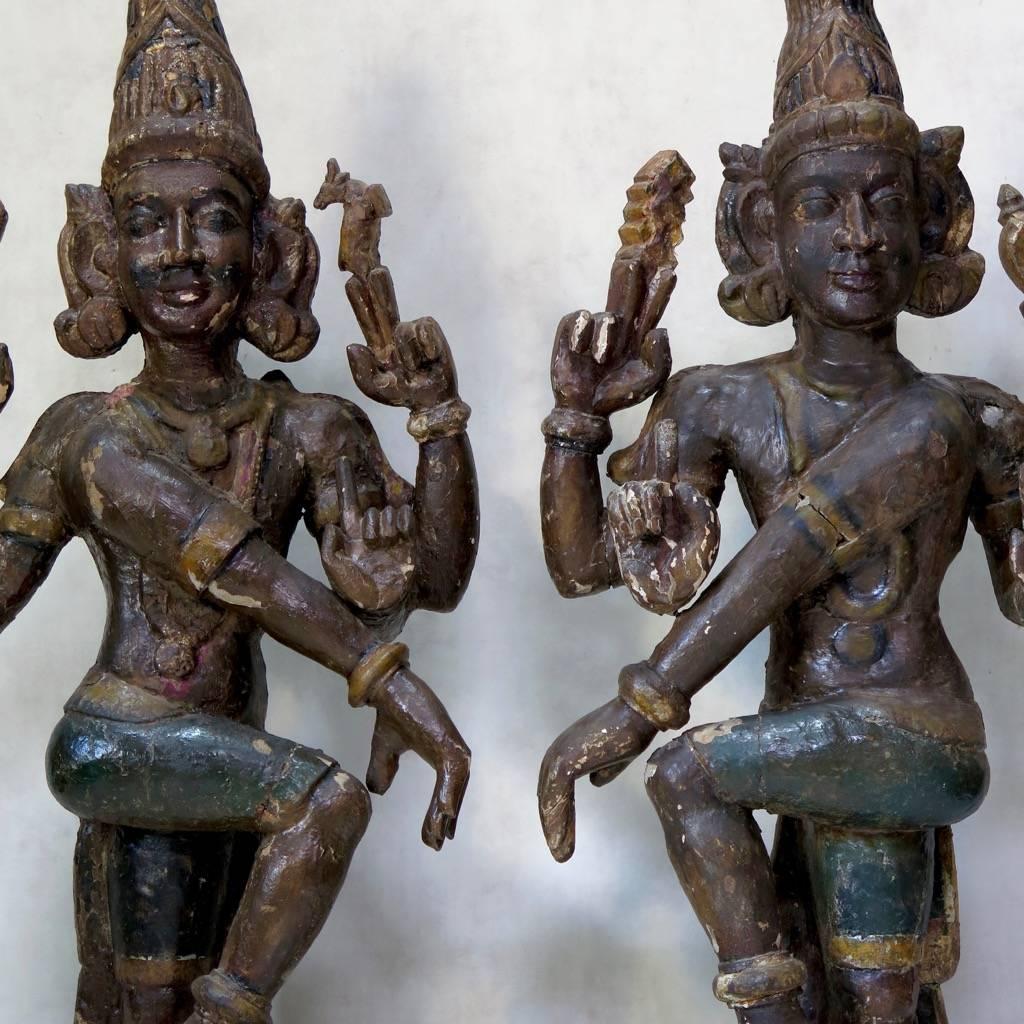 Indian Large Polychrome Statues of Vishnu, India, 19th Century or Earlier