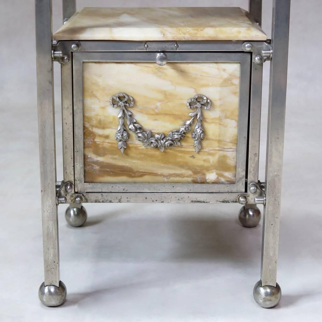 Metal and Marble Nightstand, Spain, circa 1930s 2