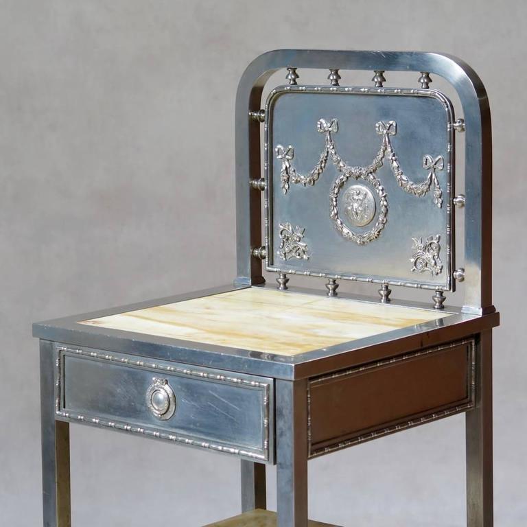 Metal and Marble Nightstand, Spain, circa 1930s at 1stdibs