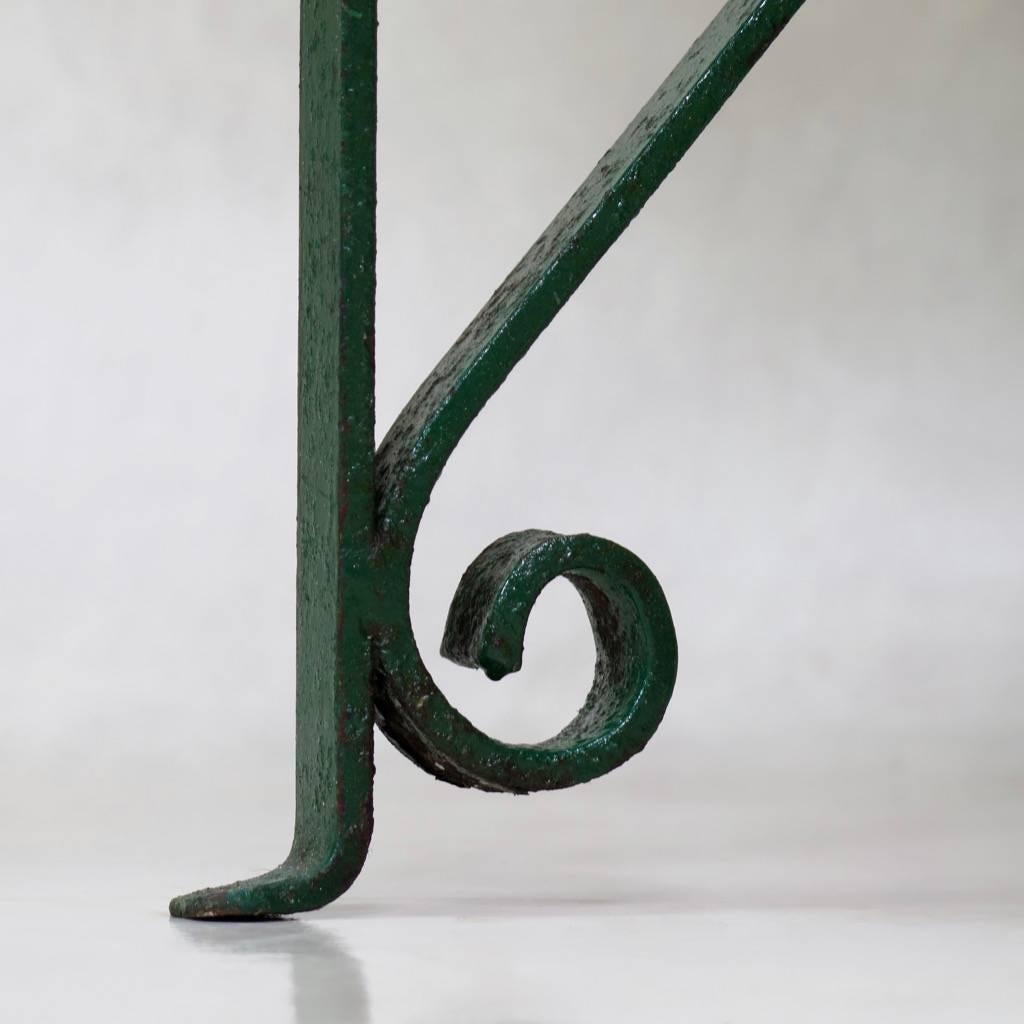 Green Painted Iron Floor Lamp and Four Sconces, France, 1950s 5