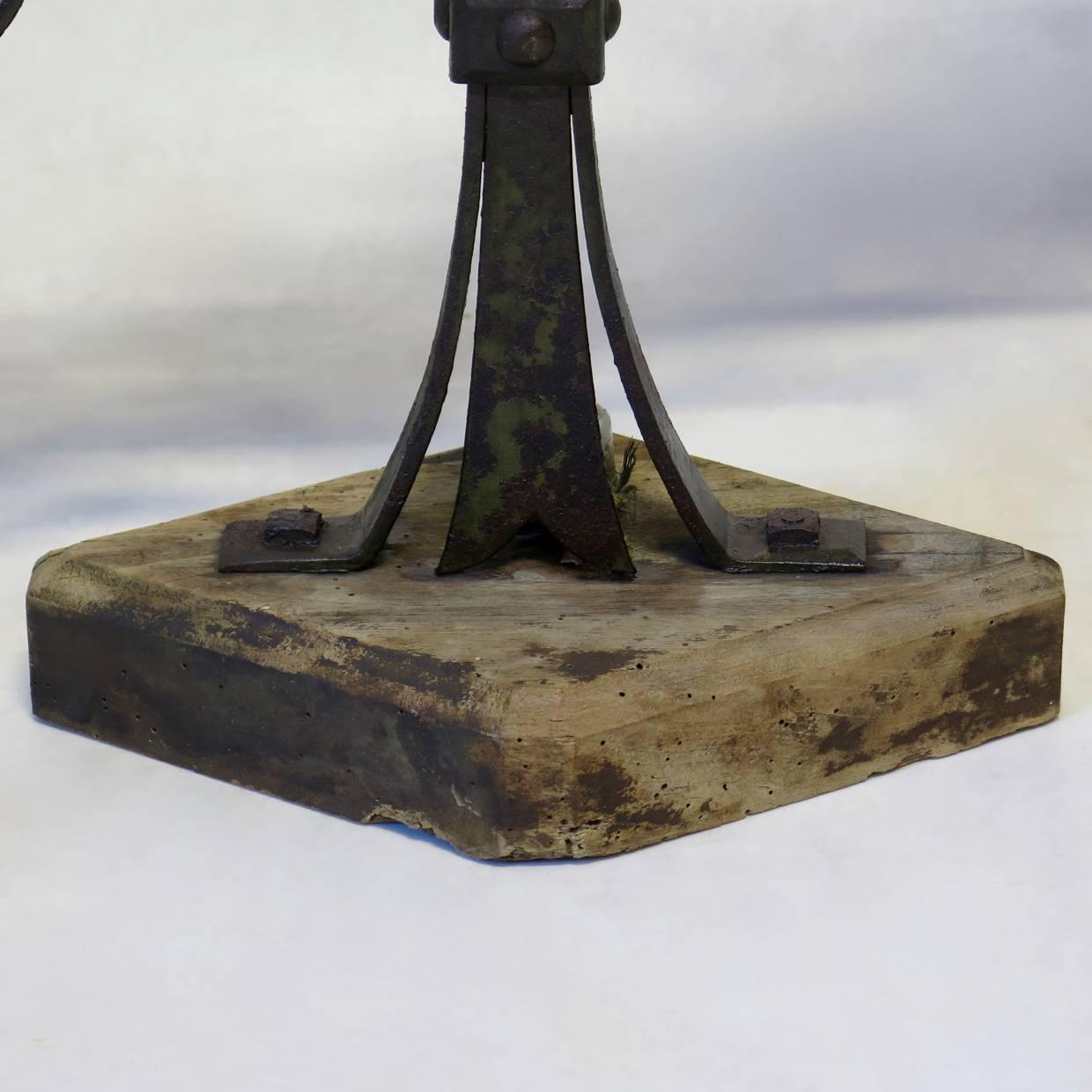 Large Pair of Ecclesiastical Iron Candleholders, France, Early 20th Century For Sale 5