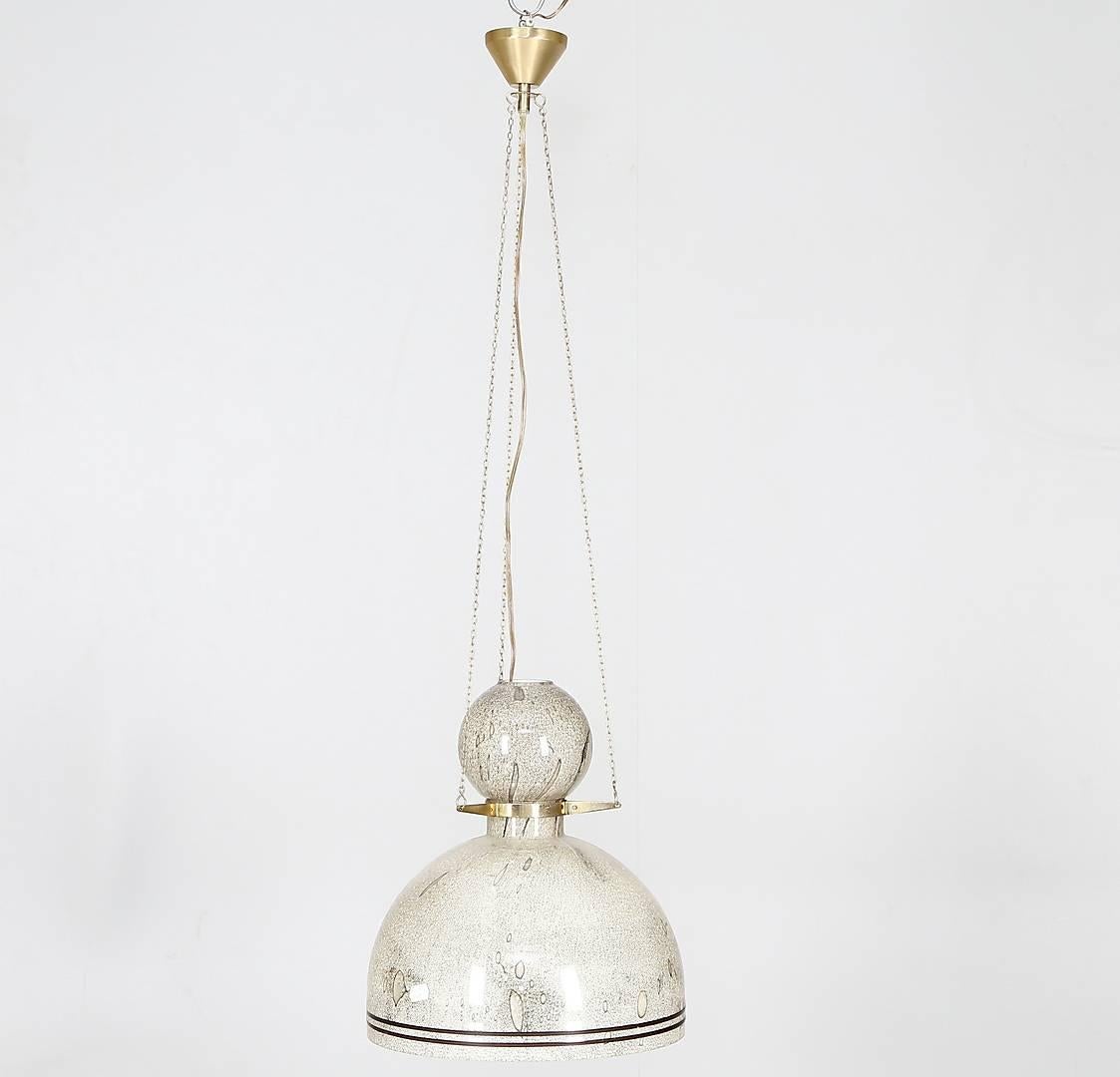 A pair of large, hand-blowing glass pendants designed by Wiktor Bernd for Flygsfors, Sweden, circa 1960.
Glass shade on brass hardware with single, Edison style socket.
Existing wiring, rewiring available upon request.