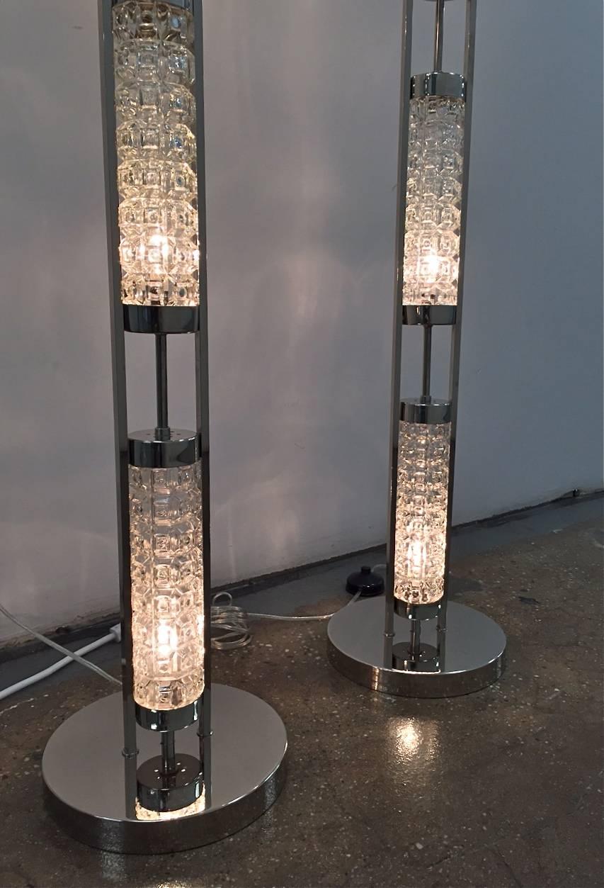 Pair of Floor Lamps in the Orrefors Style In Excellent Condition In Long Island City, NY