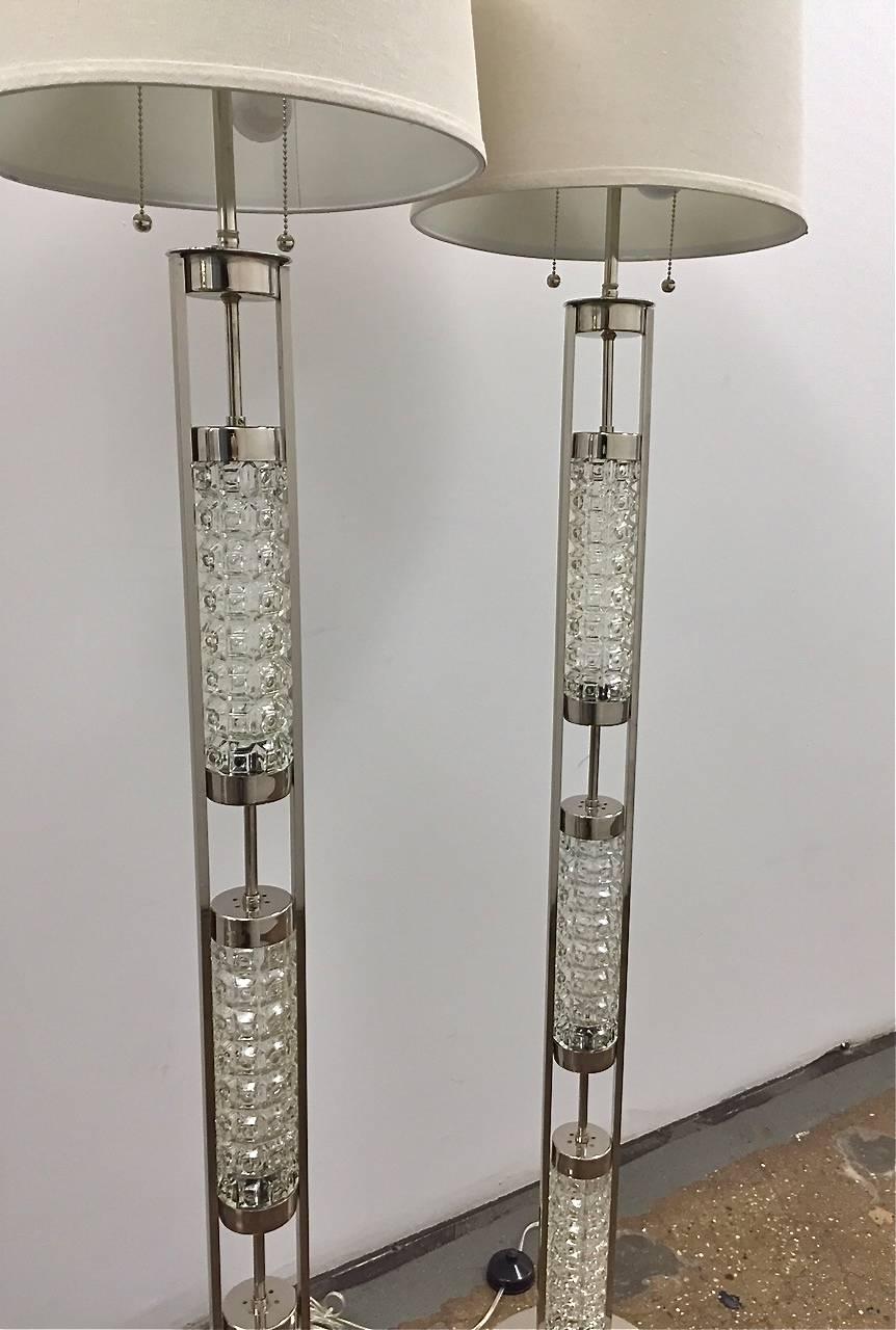 Pair of Floor Lamps in the Orrefors Style 3
