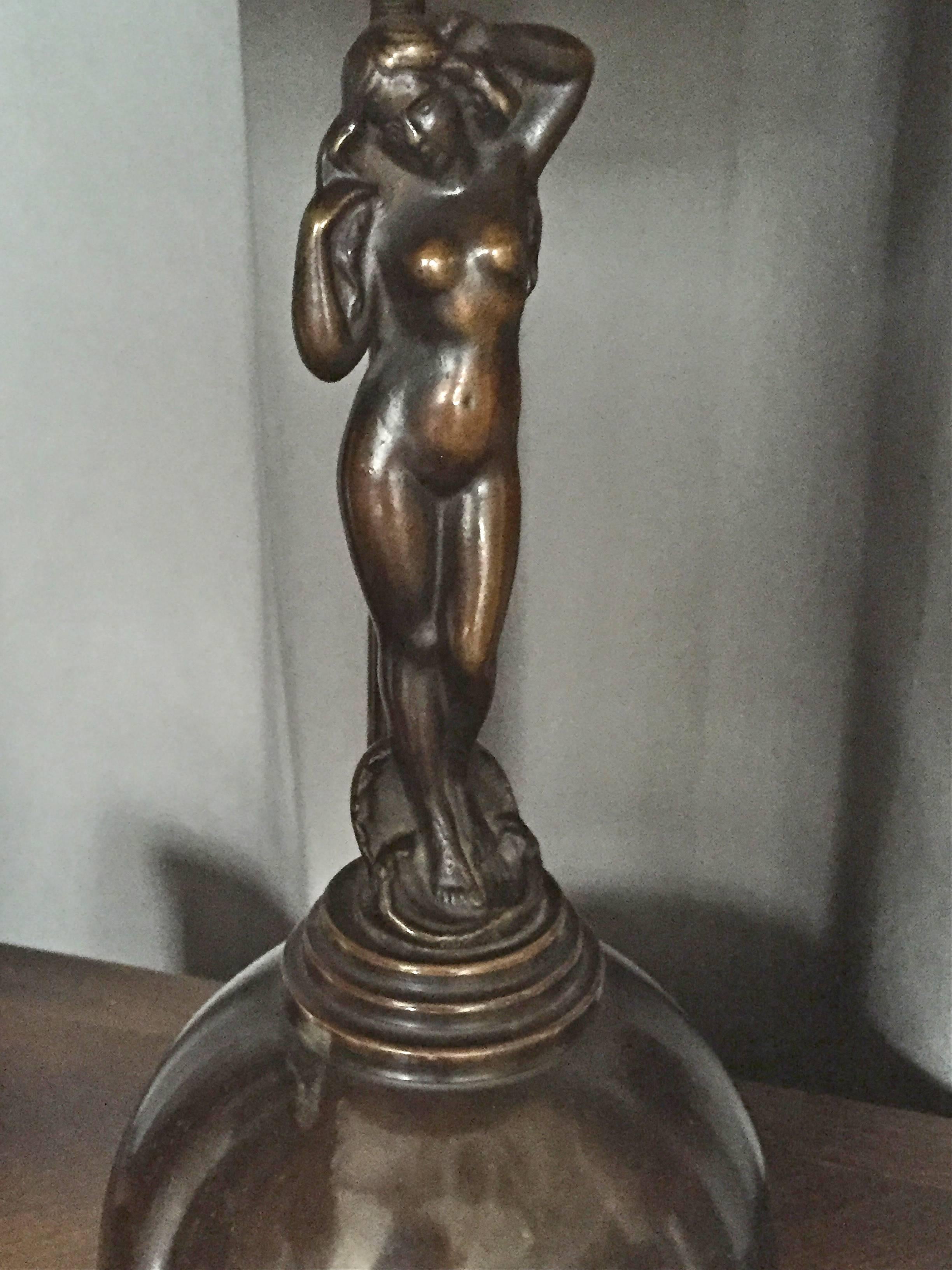 Danish Art Deco Style Bronze Table Lamp by AE Bronze For Sale