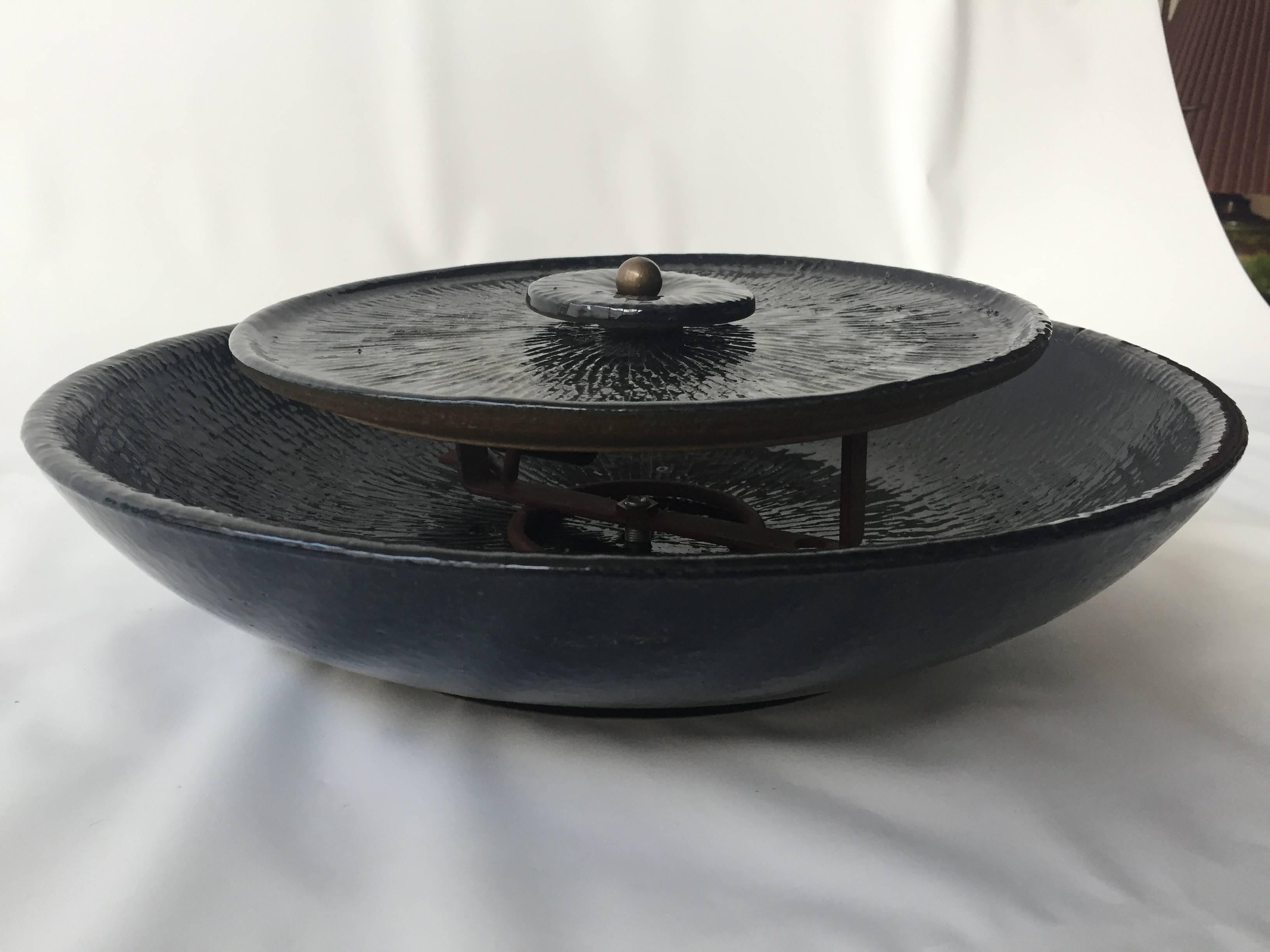 Dark Blue Danish Ceramic Wall Light In Excellent Condition In Long Island City, NY