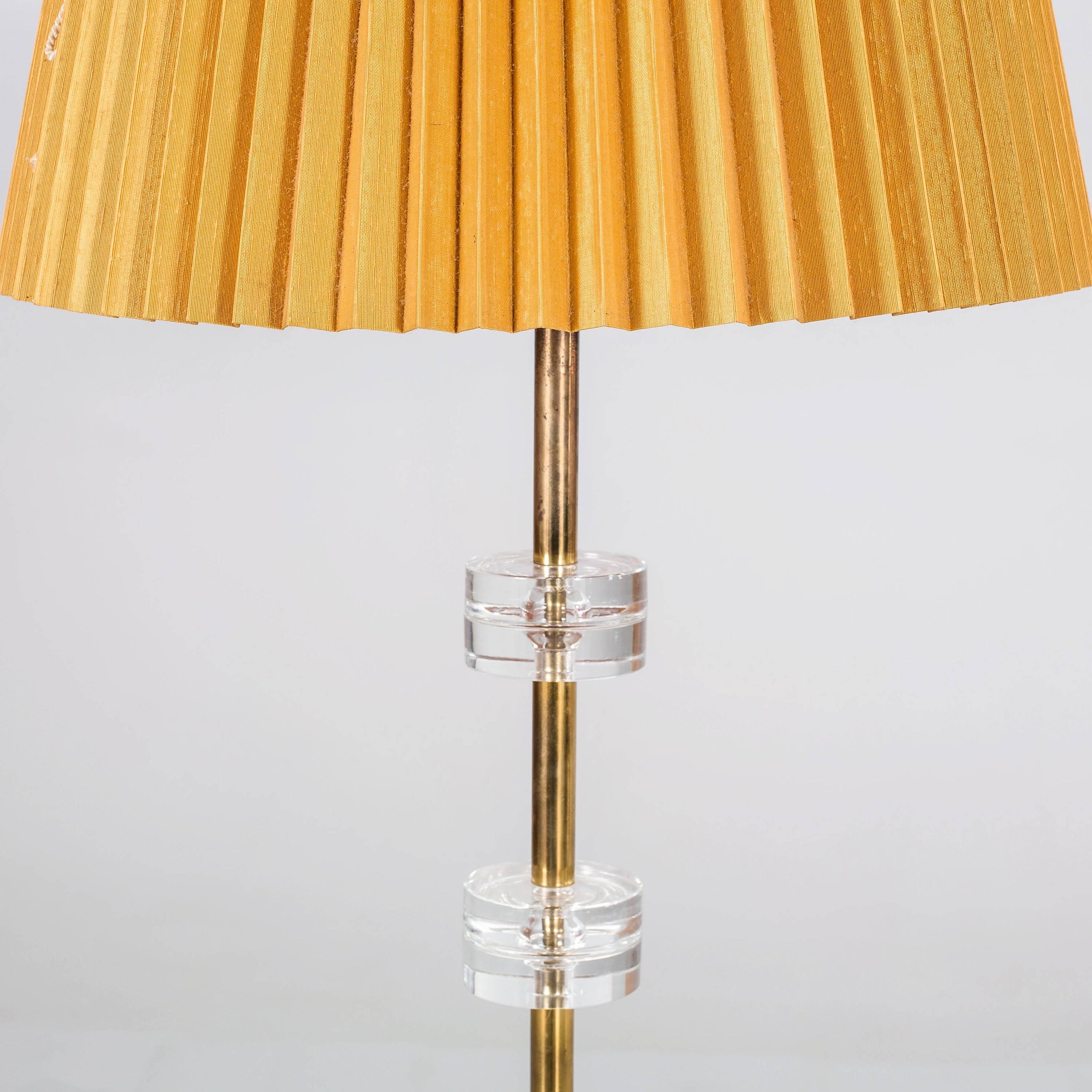 Pair of floor lamps designed by Carl Fagerlund for Orrefors, Sweden, circa 1970. Model RD 1990. Existing wiring, rewiring available upon request. The shades not included.
              