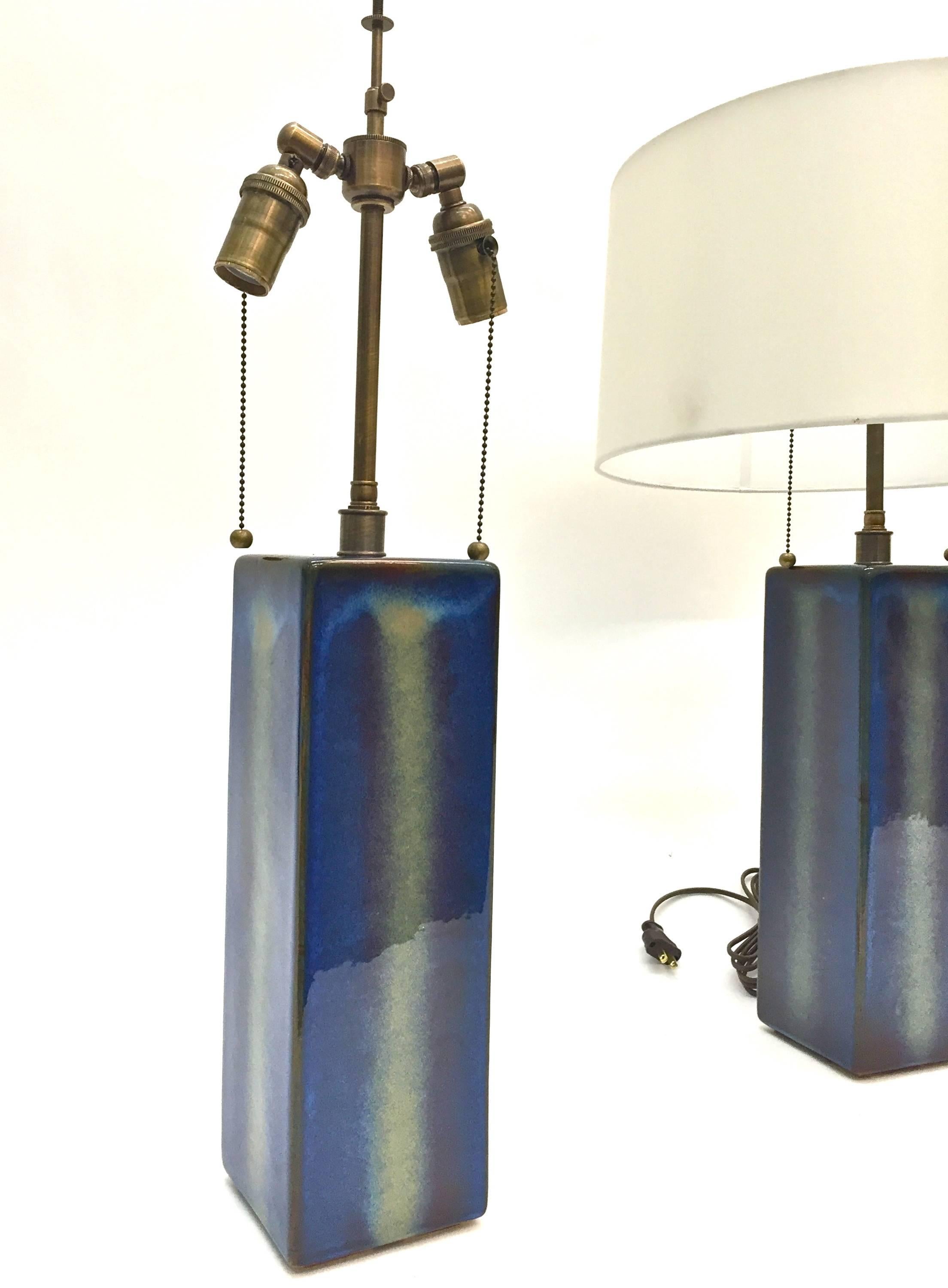 Scandinavian Modern Pair of Large Table Lamps by Soholm Pottery