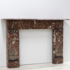 Large Antique Rouge Royal Marble Fireplace Surround