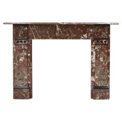 Large Antique Rouge Royal Marble Fireplace Surround