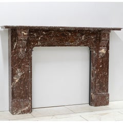 Large Antique Late Victorian Rouge Marble Fireplace Surround with Corbels