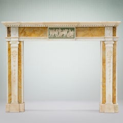 Antique Regency Statuary & Siena Marble Fireplace Surround with Wedgwood Plaque