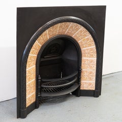 Antique Fireplace Insert with Tiled Arched Opening  Steele & Wood Tiles