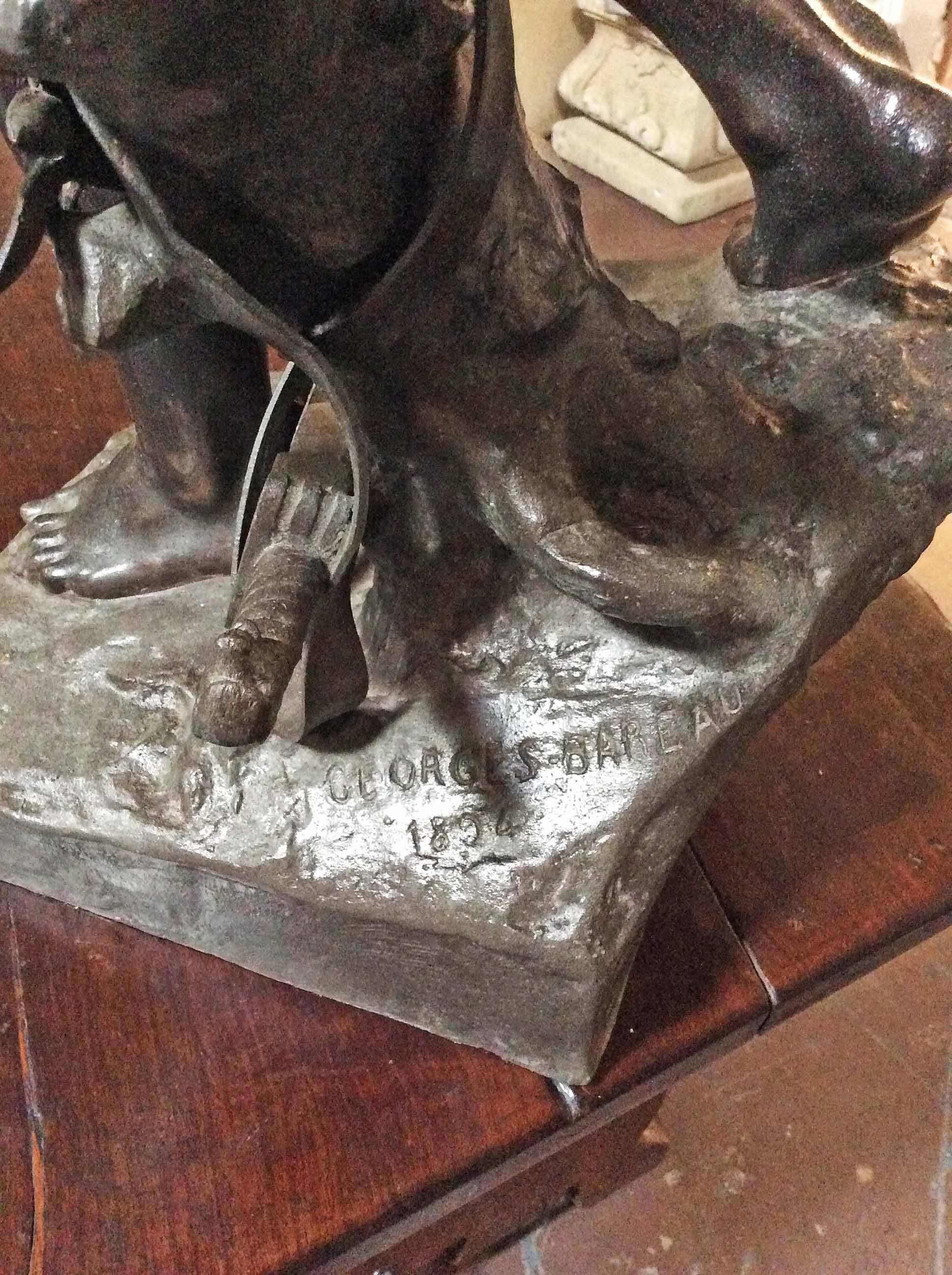 Signed Bronze Boy with Sword 1