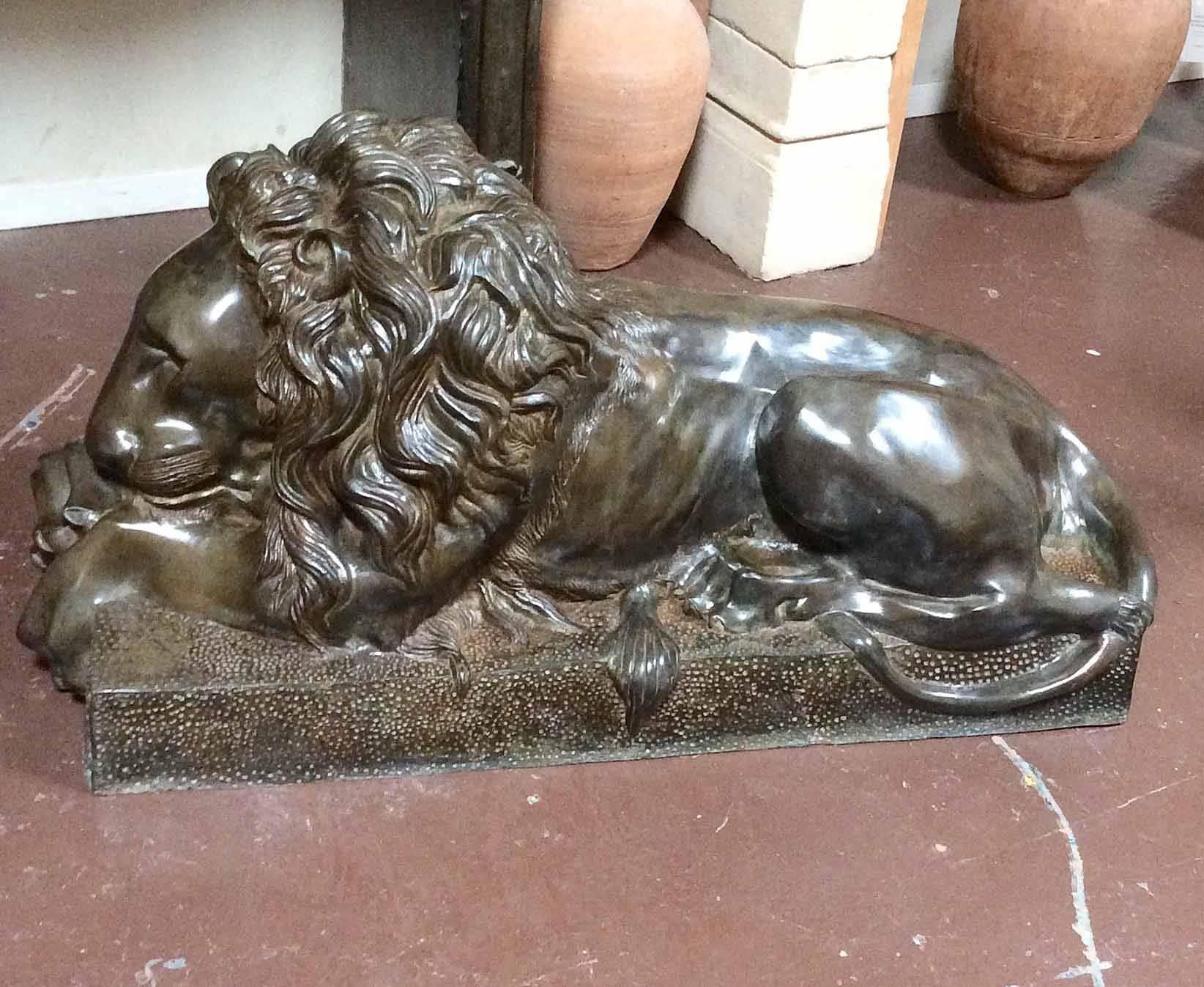French Pair of Antique Bronze Lion Sculptures