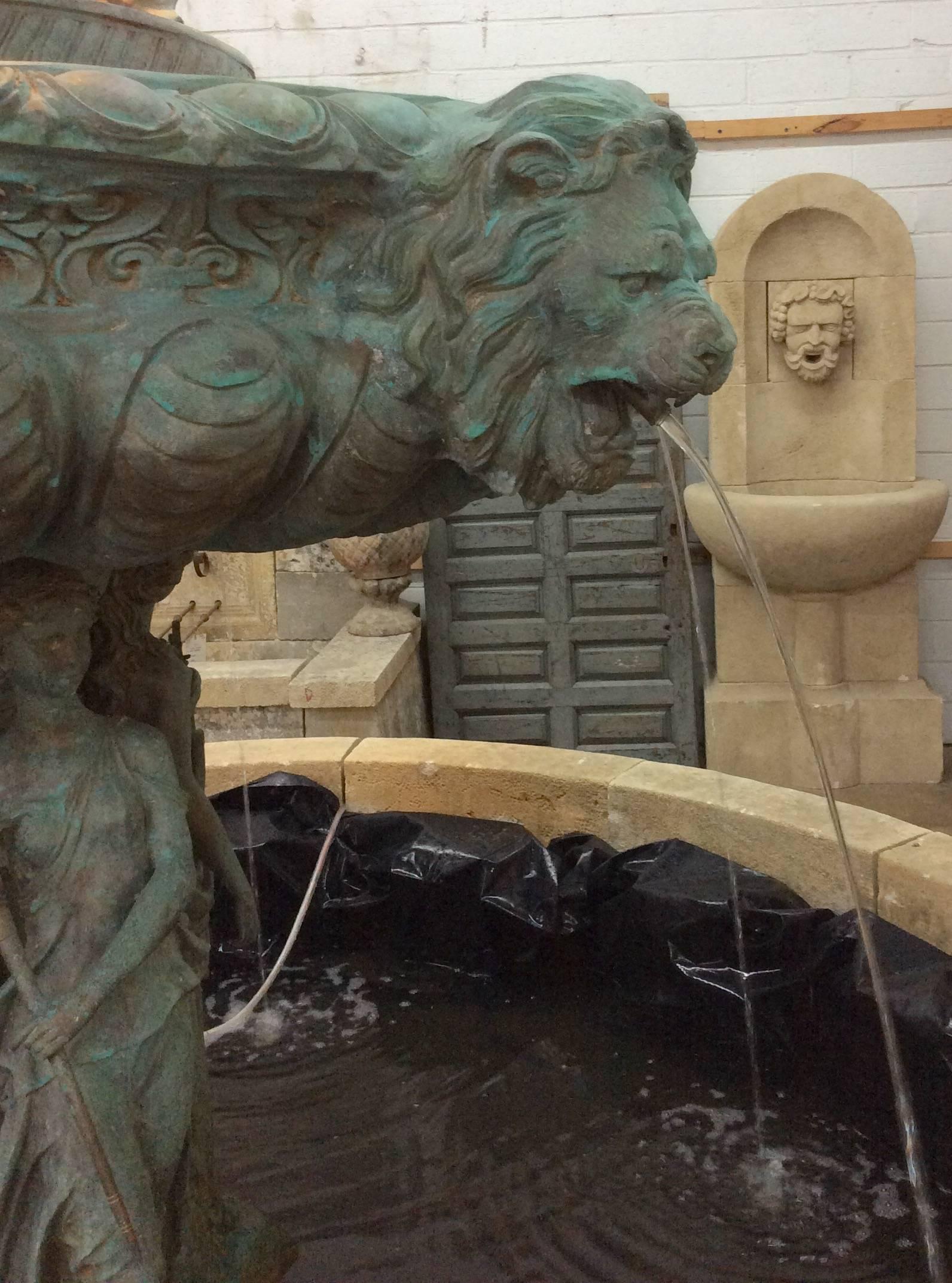 Bronze Fountain with Lionhead Spouts 1