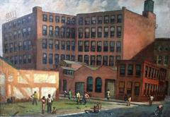 Chicago Street Scene Oil Painting 'Signed'