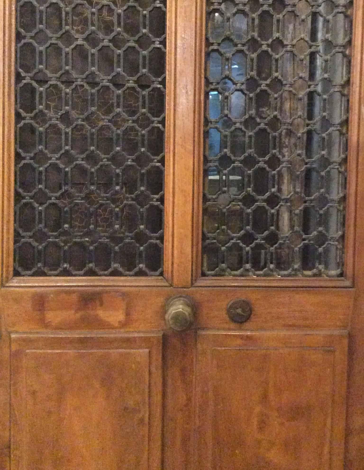 Single antique French door with ironwork.

 Origin: France,

 circa 1880. 

Measurements: 95 1/2