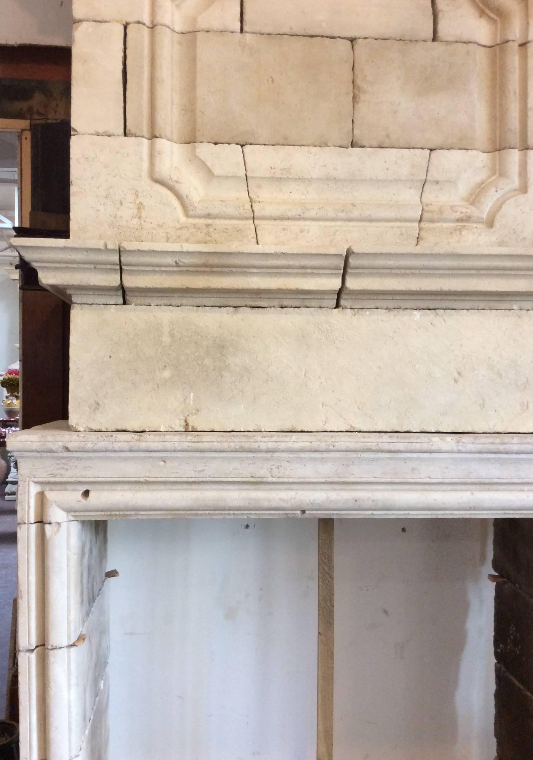 Louis XIV Limestone Mantel with Double Trumeau In Good Condition In Dallas, TX