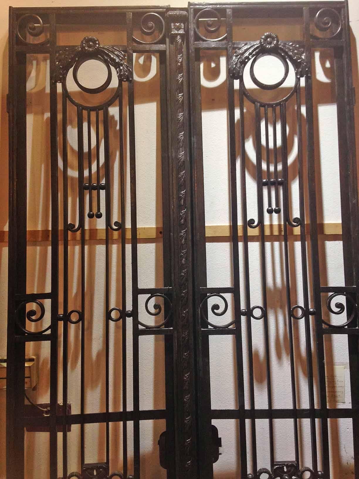 Iron double gates with floral decor. 

Origin: France,

 circa 1880.

 Measurements: 37