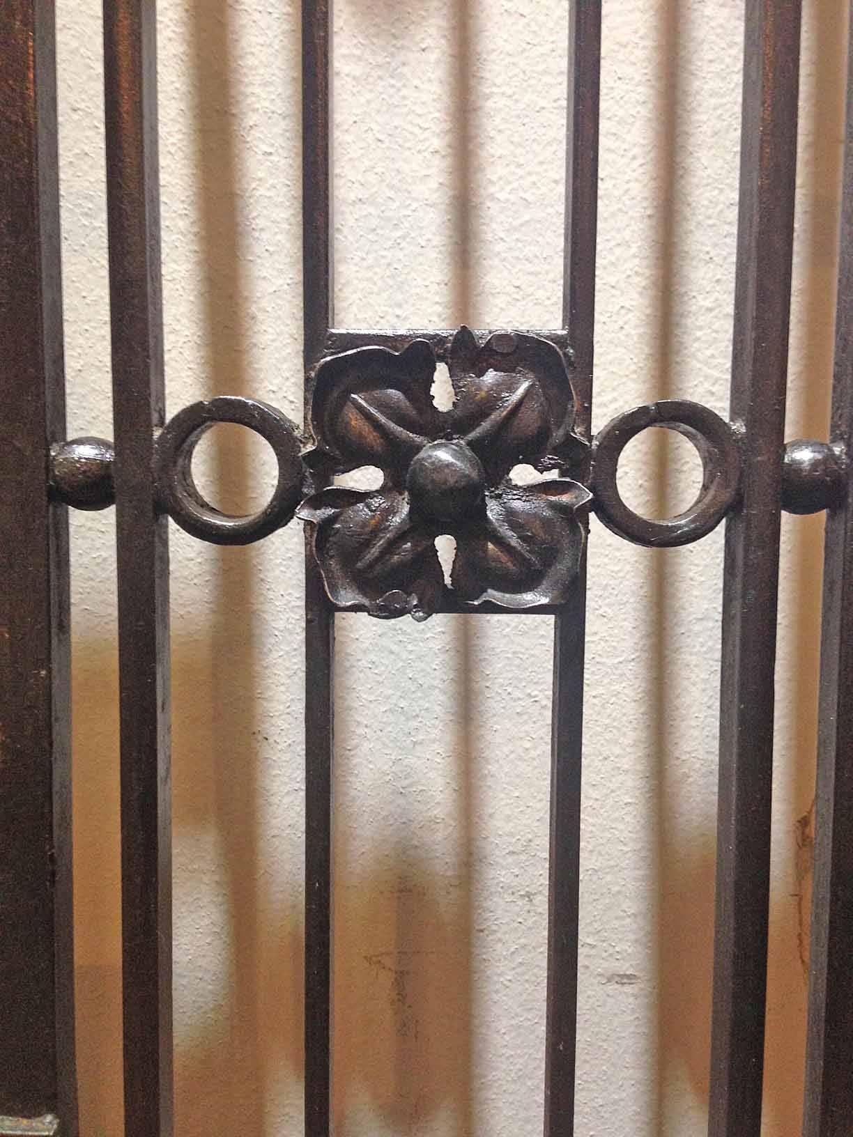 French Iron Double Gates with Floral Decor