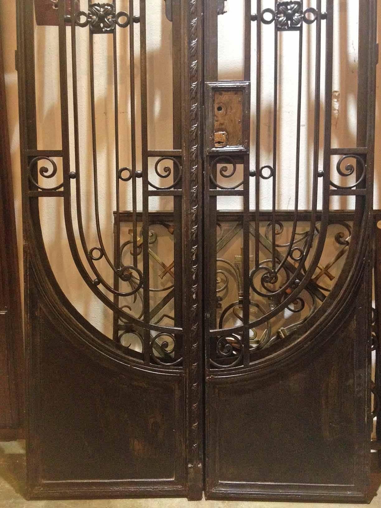 19th Century Iron Double Gates with Floral Decor