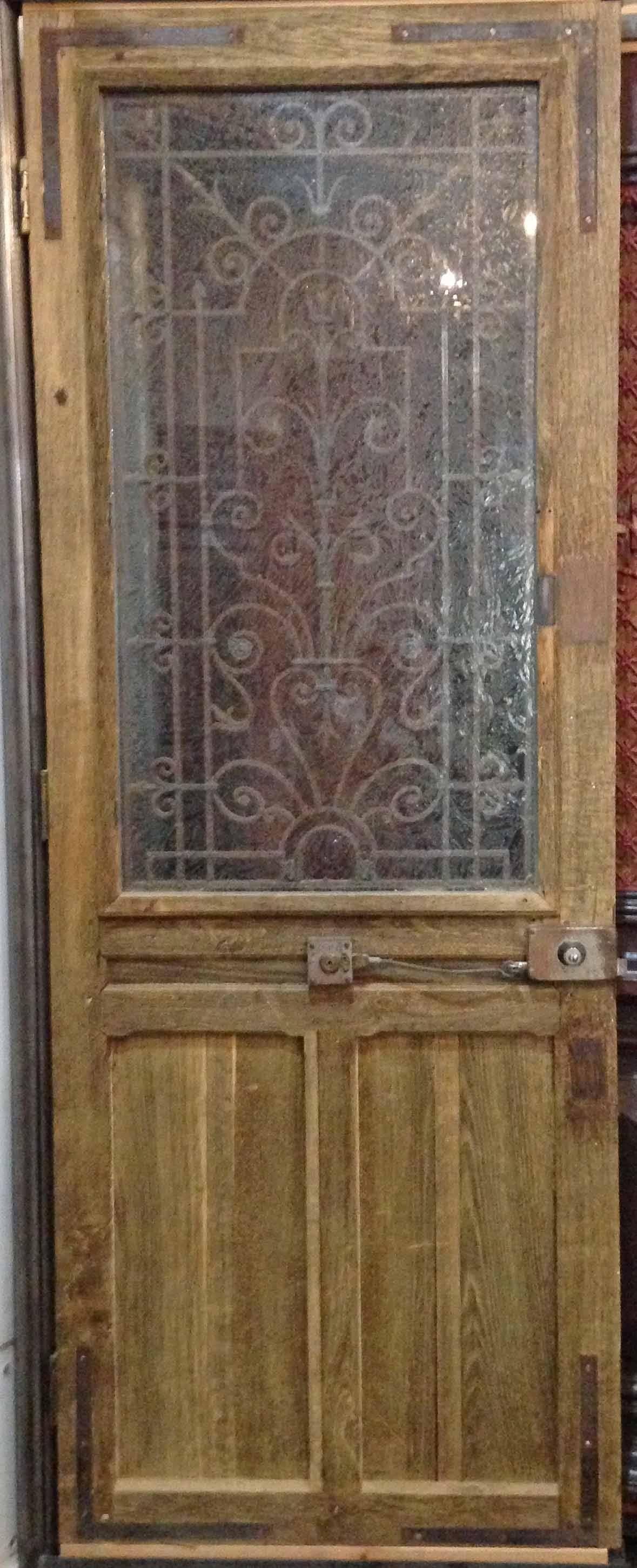 Antique Single Door with Ironwork In Good Condition In Dallas, TX