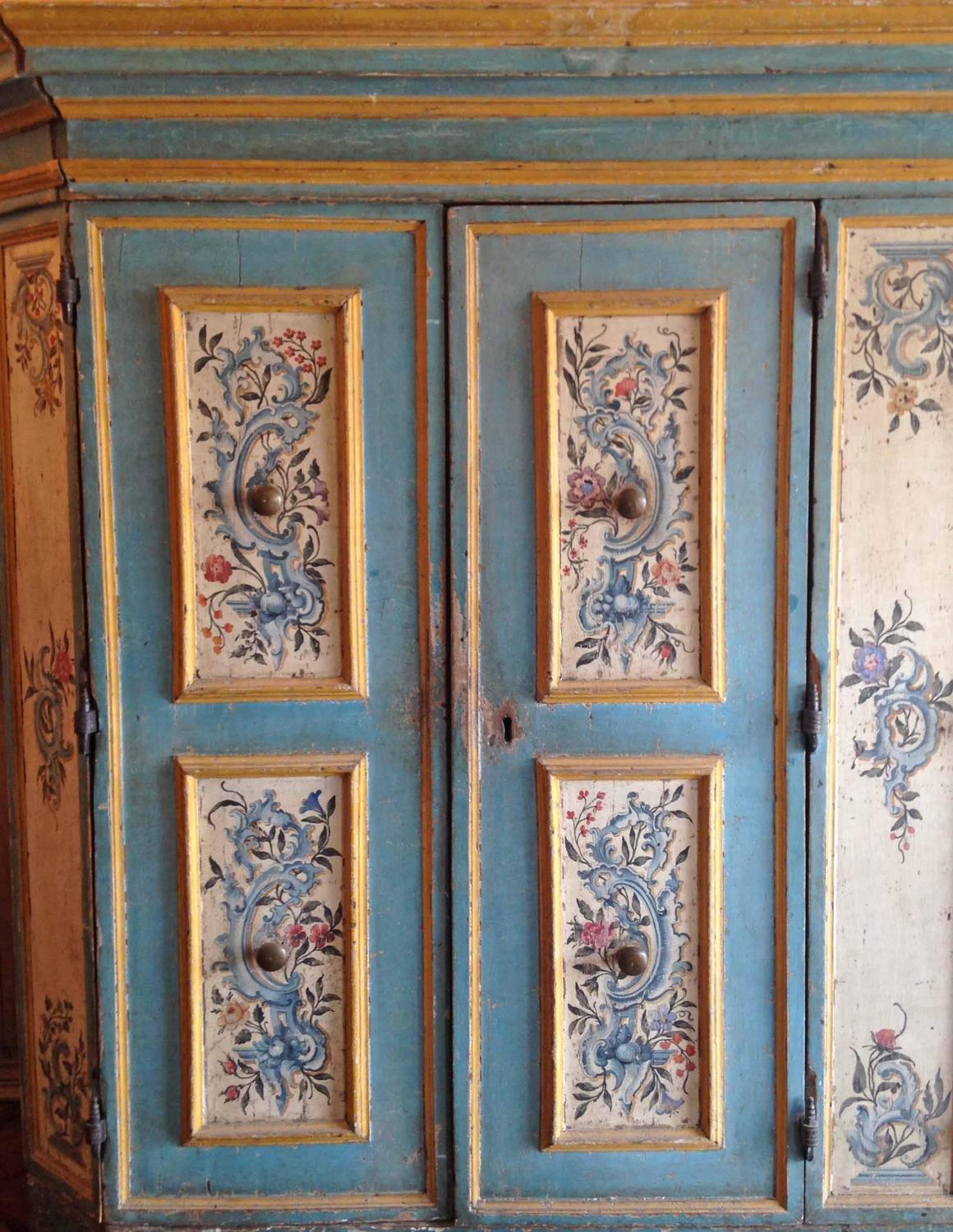 Antique Italian Painted Armoire For Sale at 1stdibs