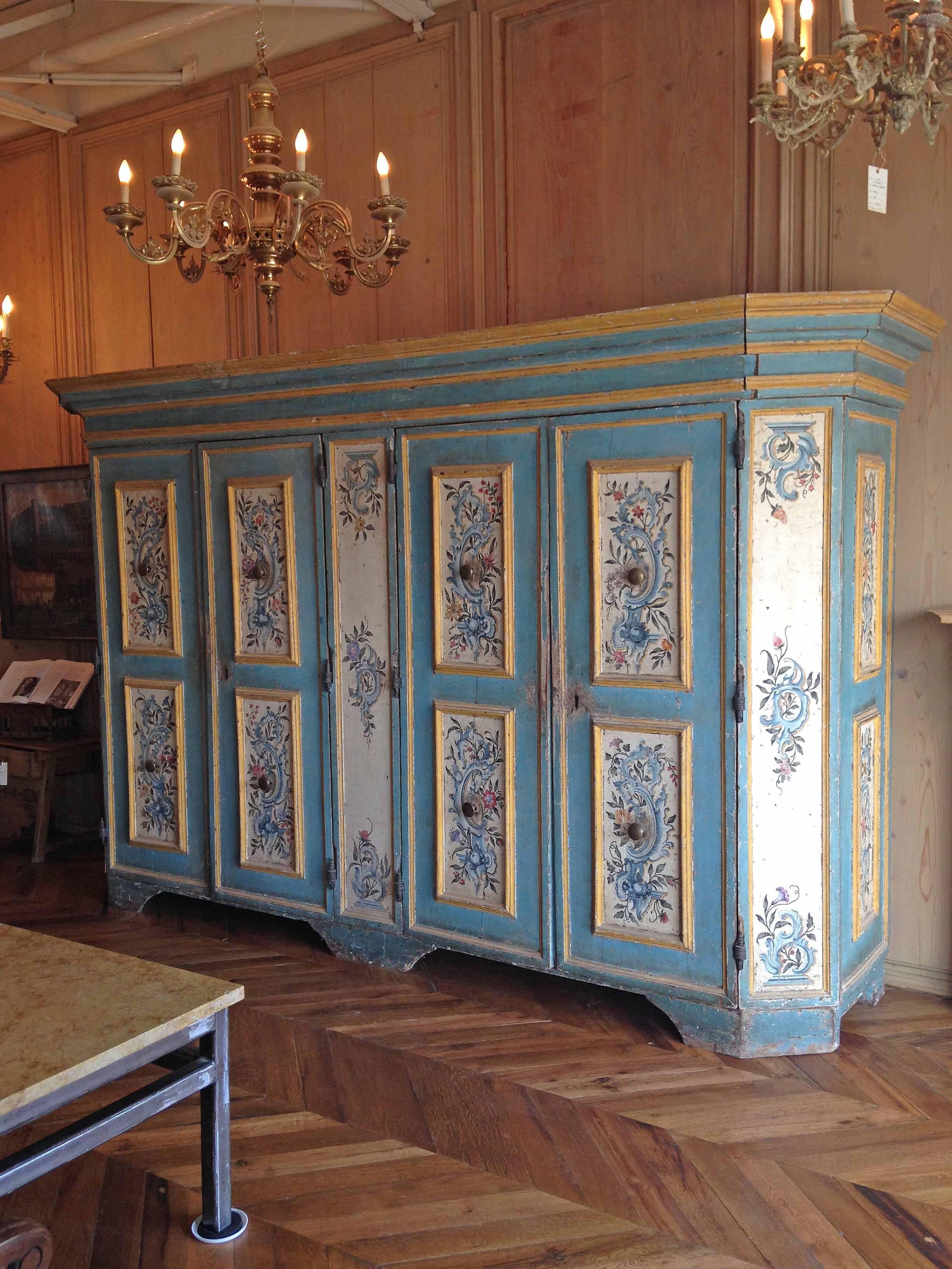 French Antique Italian Painted Armoire