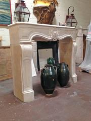 Louis XV French Limestone Mantel 18th Century