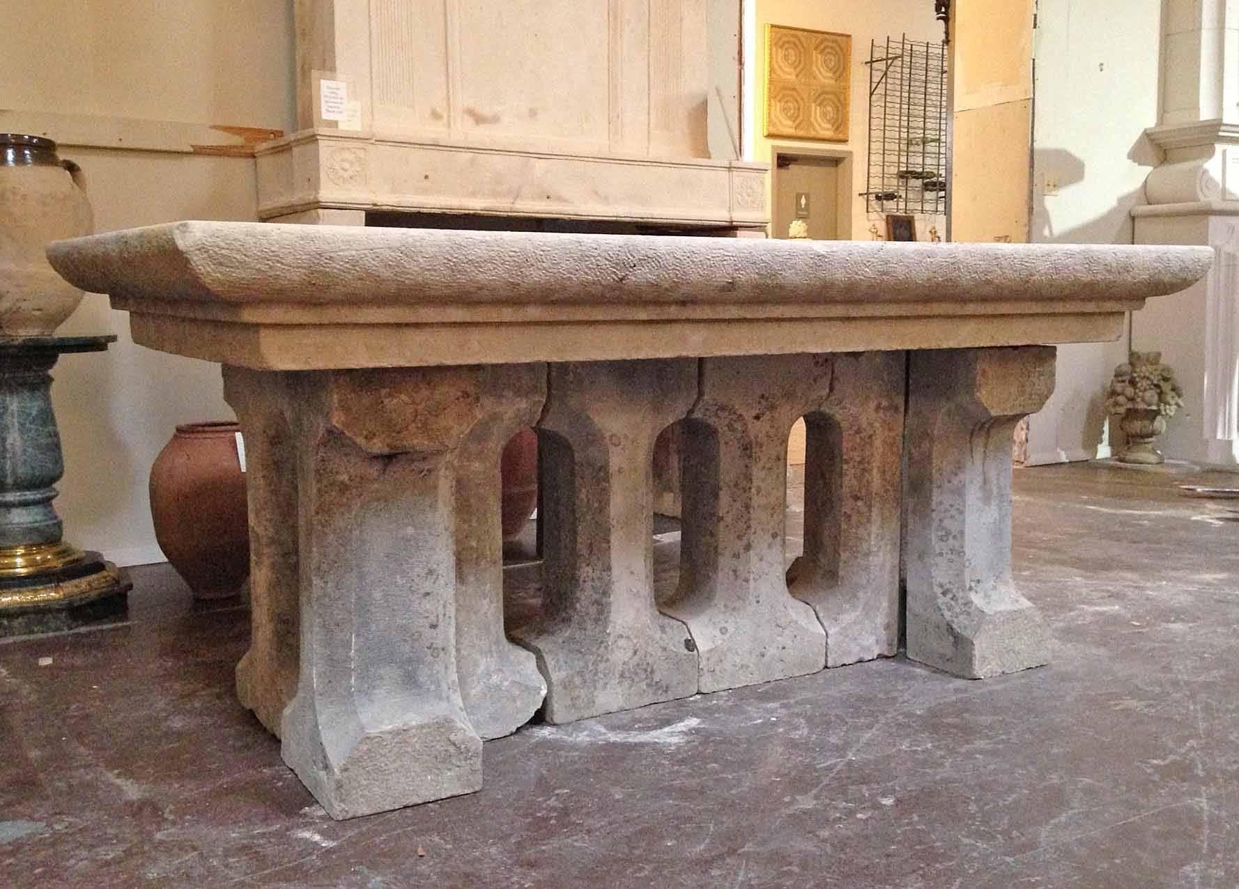 From France’s Loire Valley, a romantic landscape studded with historic French chateaus, we have this extraordinary Gothic stone table. Hand carved circa 1750, the stone table has a lovely, aged patina and makes a lasting impression on all. This