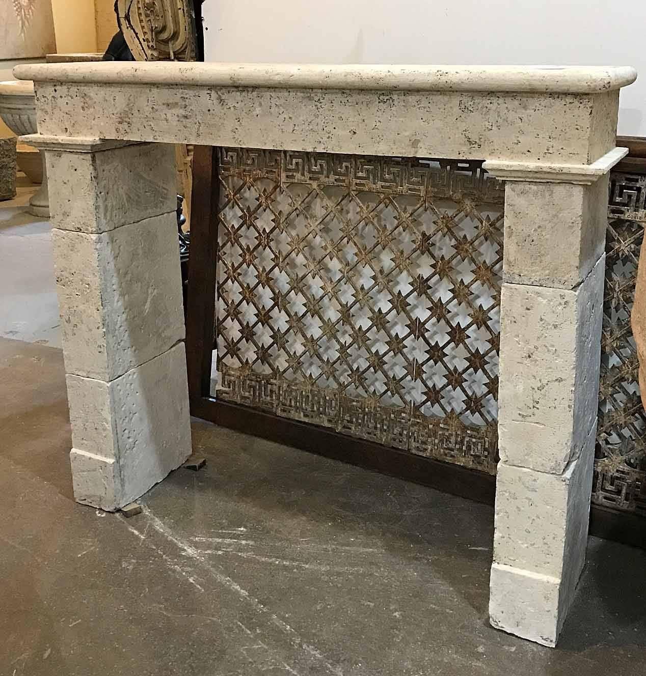 Louis XIII Antique Limestone Mantel In Good Condition In Dallas, TX