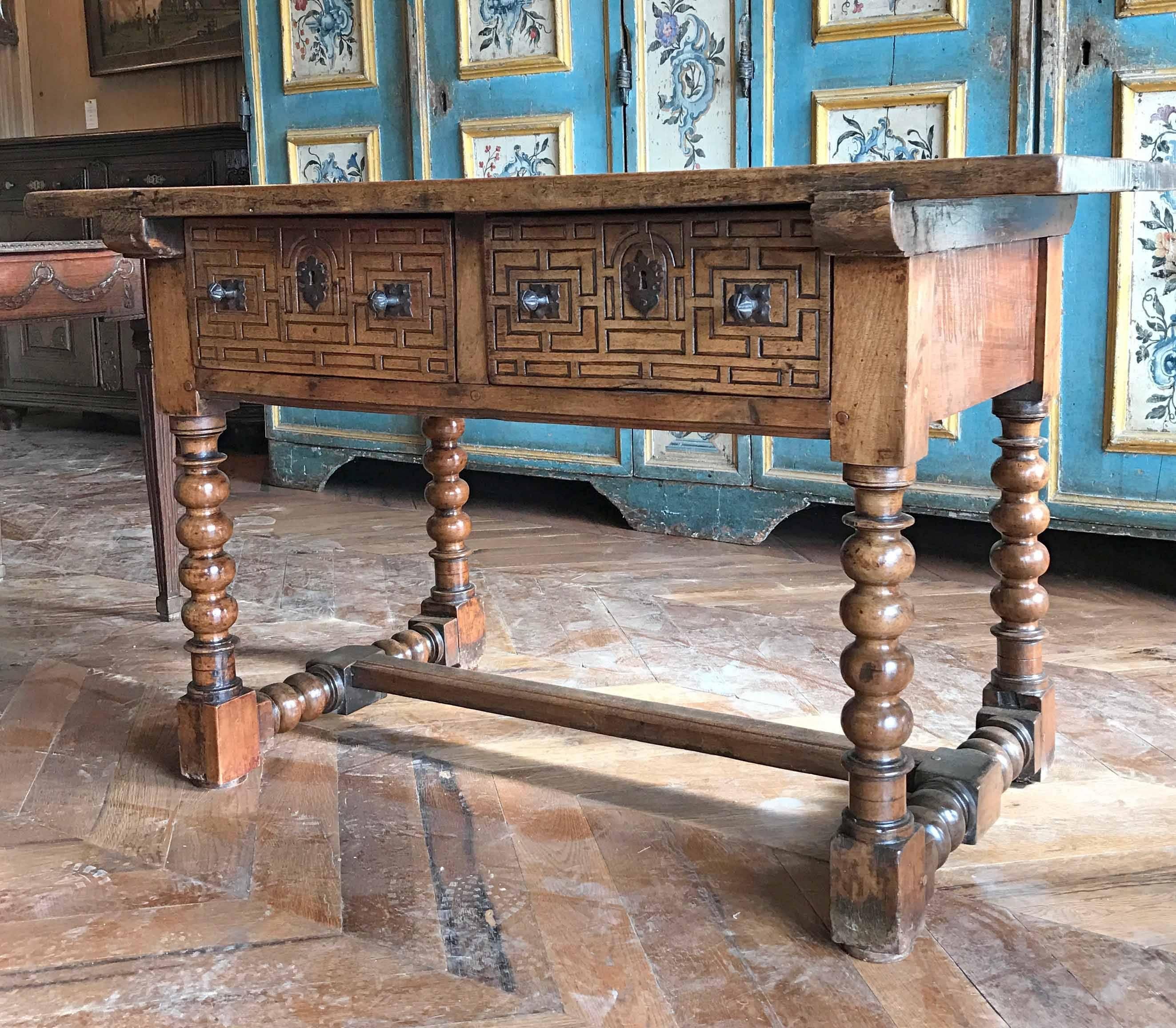 Antique Spanish Side Table with Inlay In Good Condition In Dallas, TX